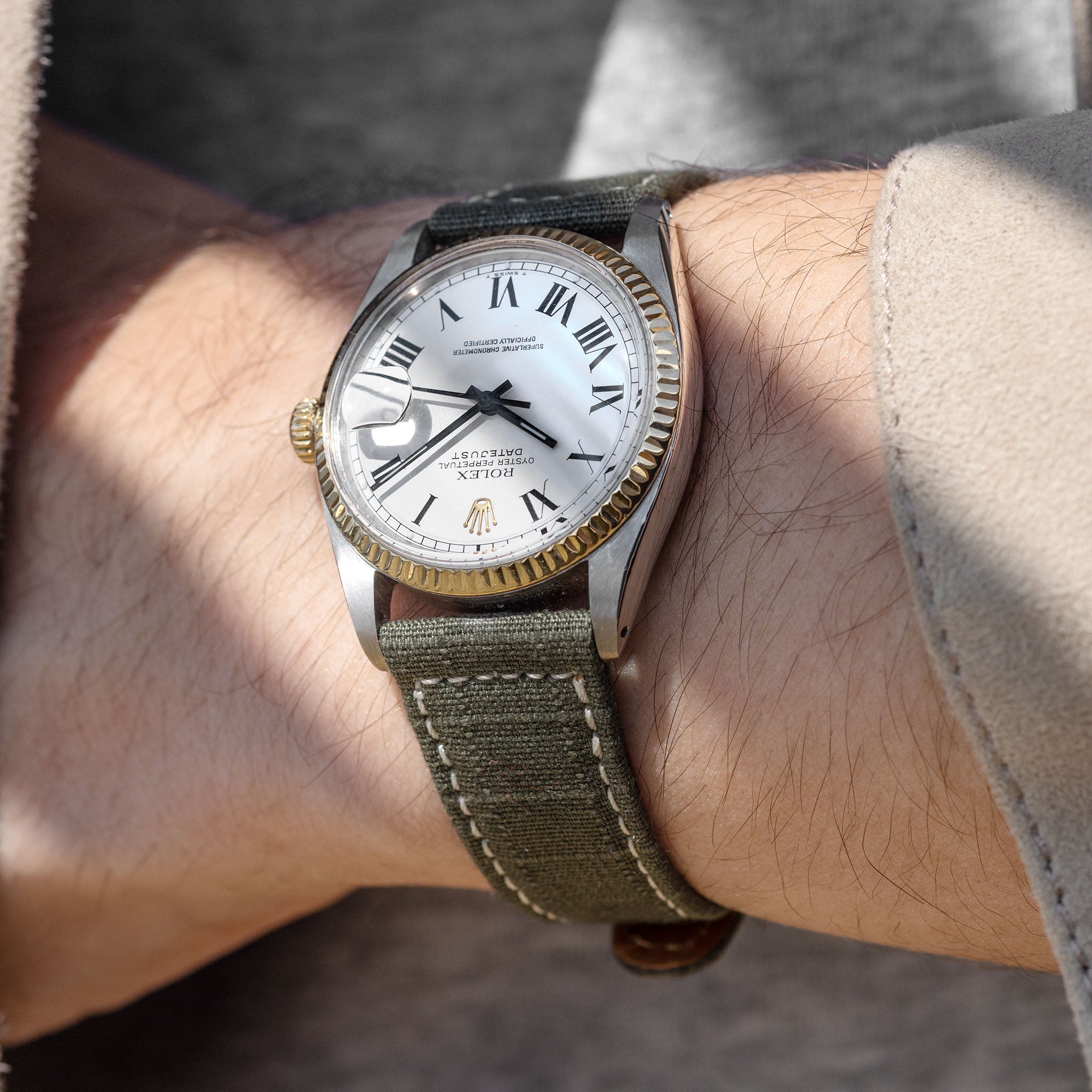 Rolex Datejust 1601/3 weißes Buckley Zifferblatt