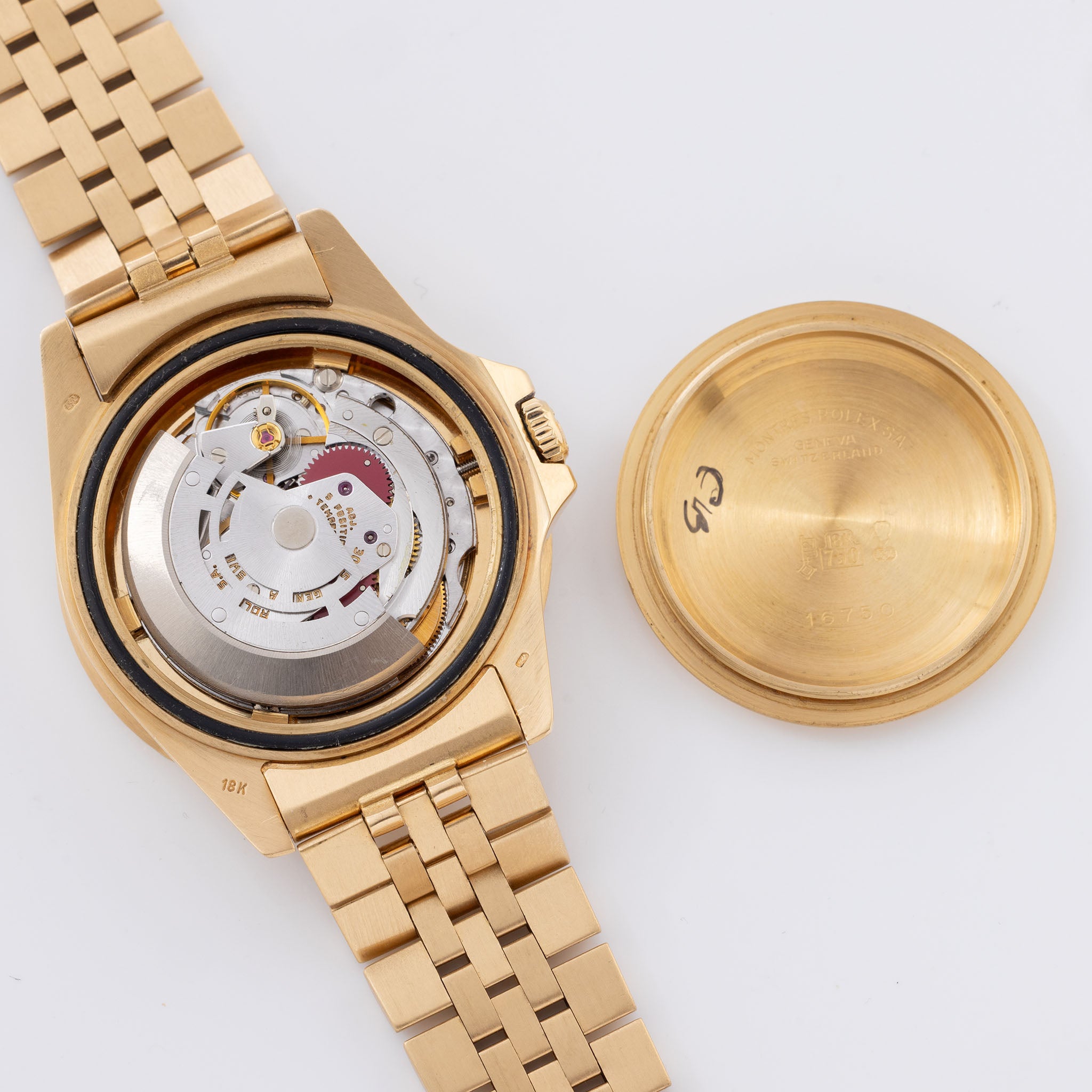 Rolex GMT-master 16758 18k Gelbgold braunes Nippel Zifferblatt mit Papiere