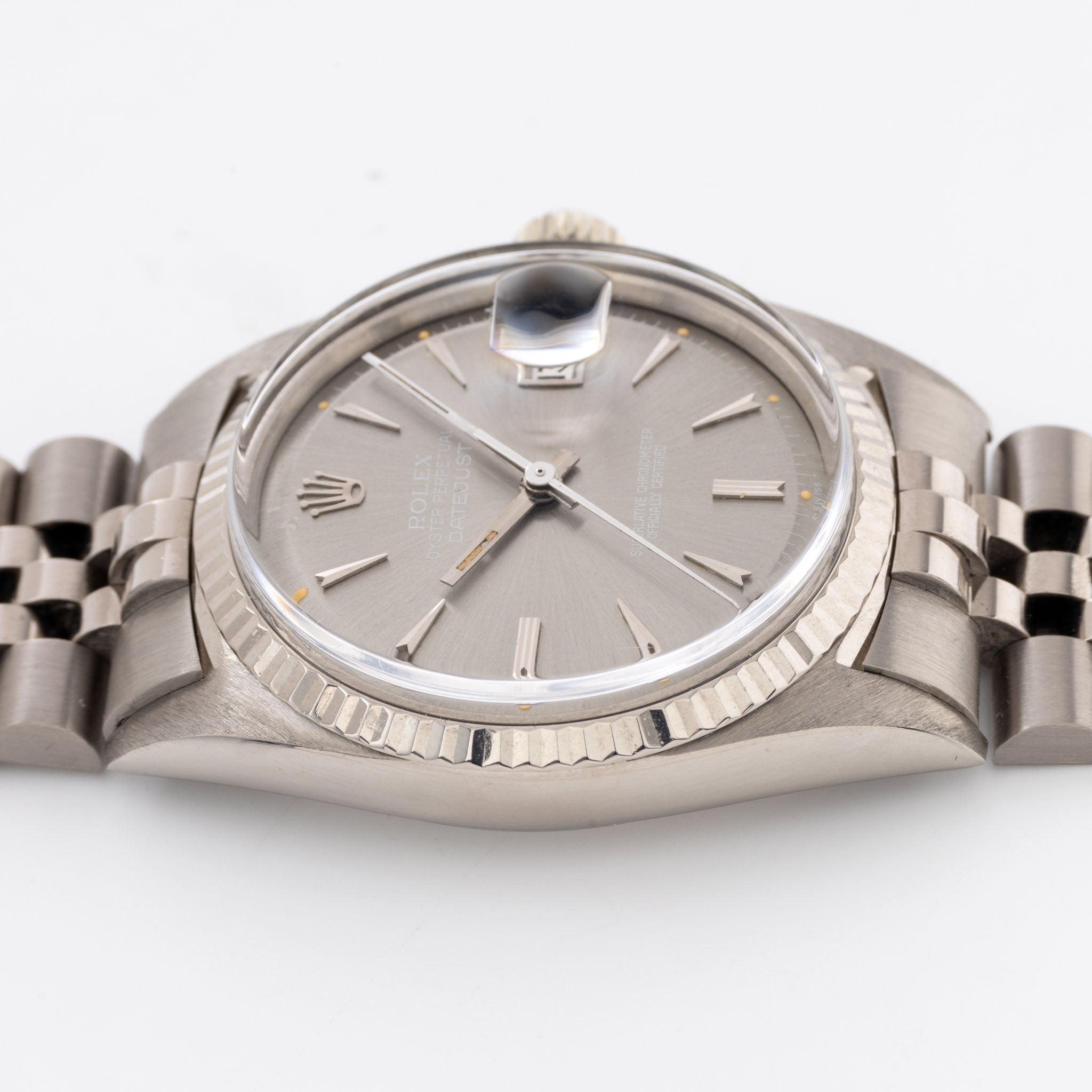 Rolex Datejust 1601/9 Weißgold mit graues Arrowhead Zifferblatt