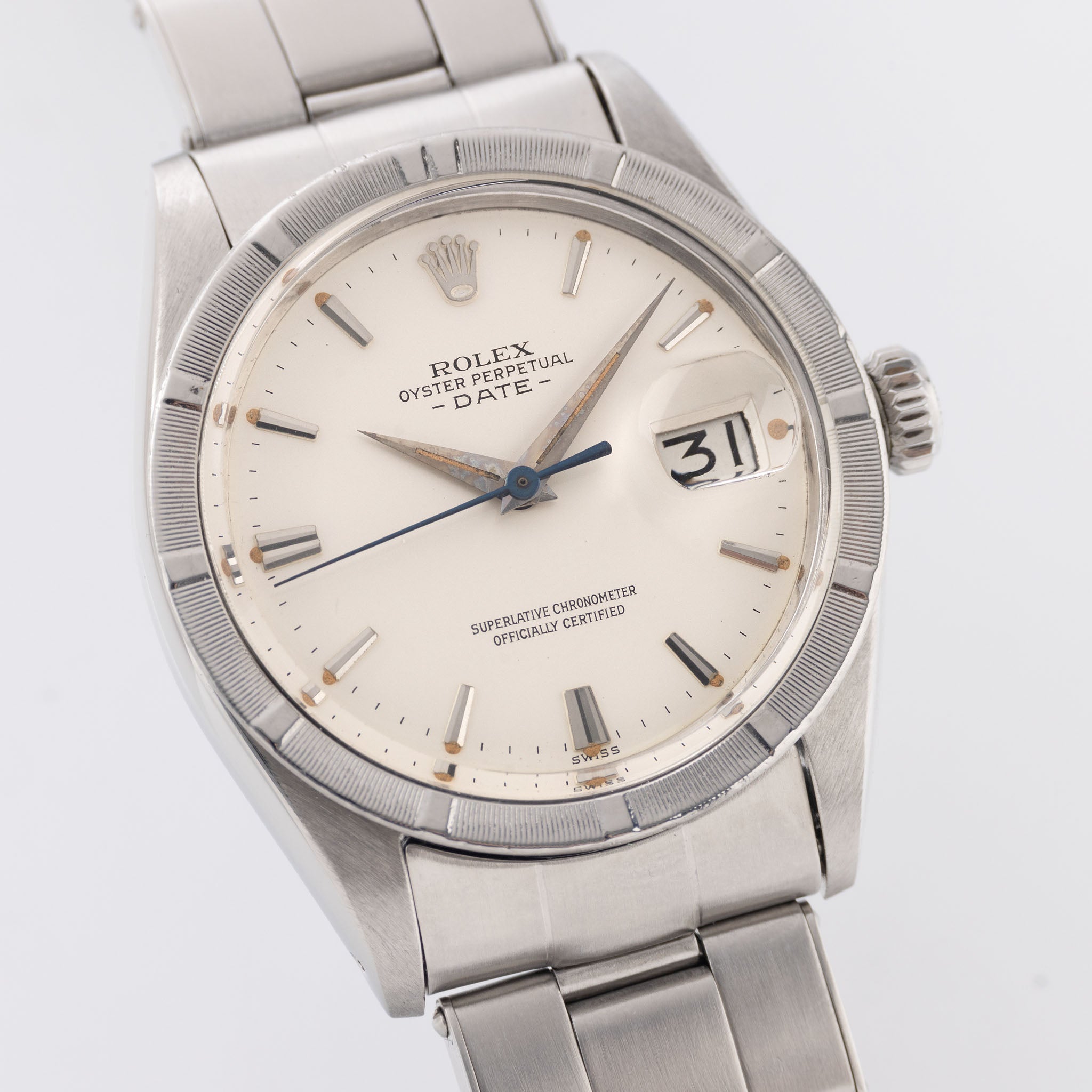 Rolex Oyster Perpetual Date 1501 mattgraues Zifferblatt mit Dauphine-Zeigern