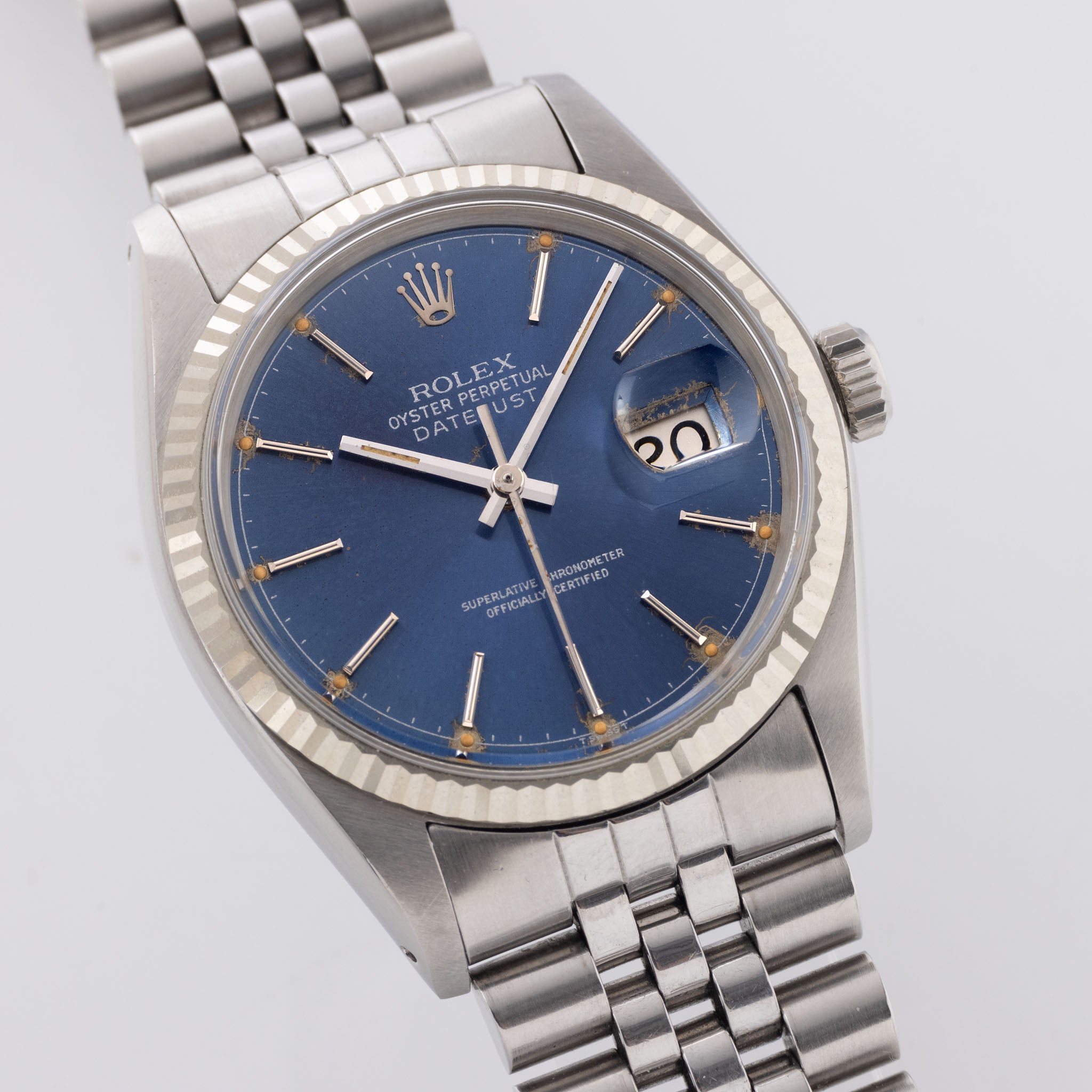 Rolex Datejust 16014 mit seltenes Blauem Chapter Ring Zifferblatt mit Spiegelei-Patina