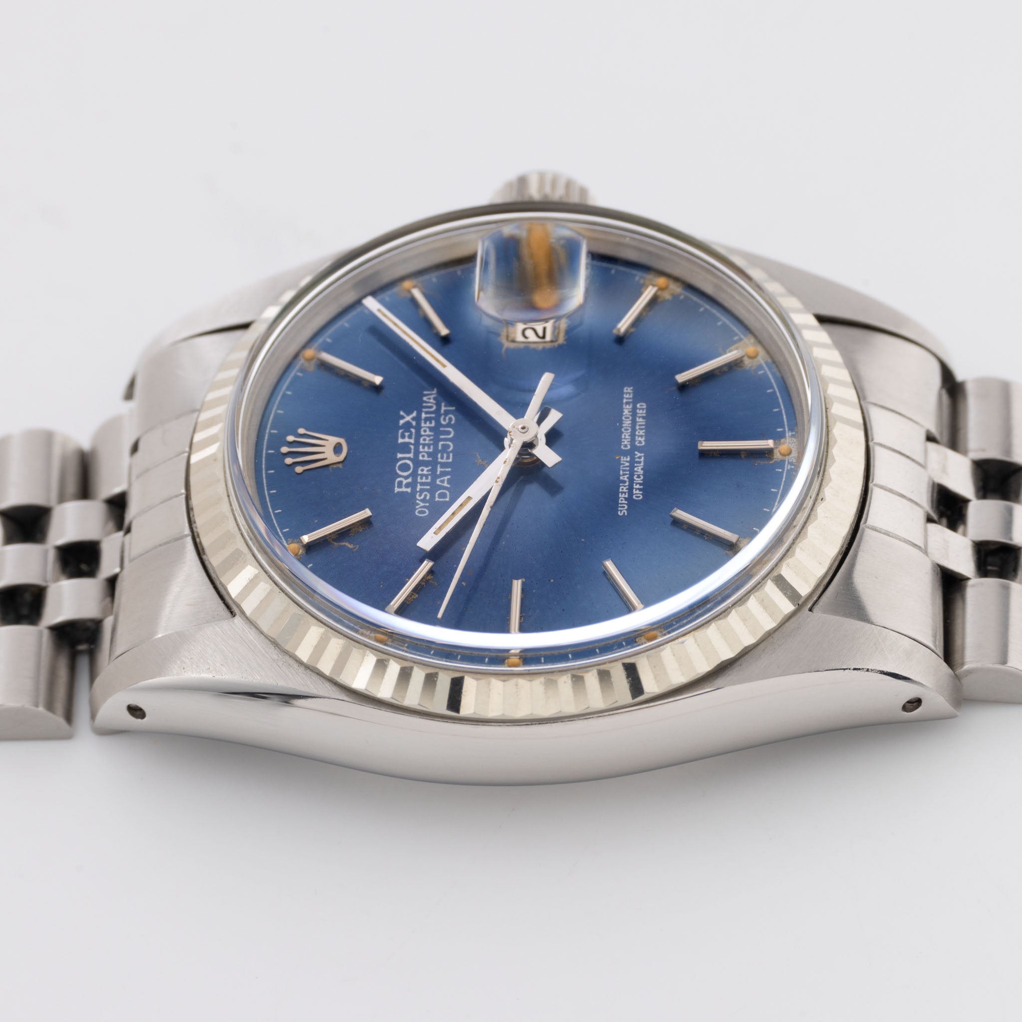 Rolex Datejust 16014 mit seltenes Blauem Chapter Ring Zifferblatt mit Spiegelei-Patina