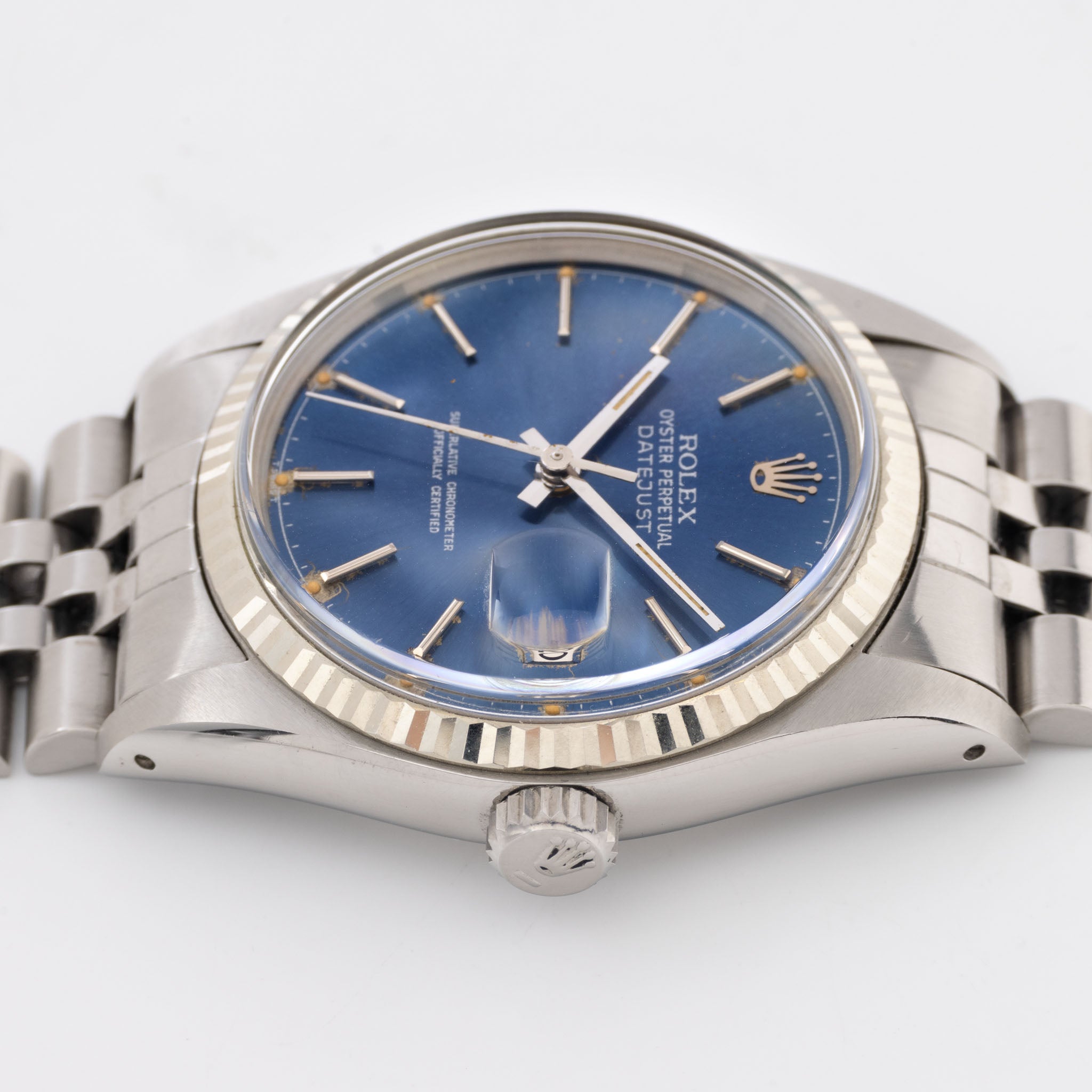 Rolex Datejust 16014 mit seltenes Blauem Chapter Ring Zifferblatt mit Spiegelei-Patina