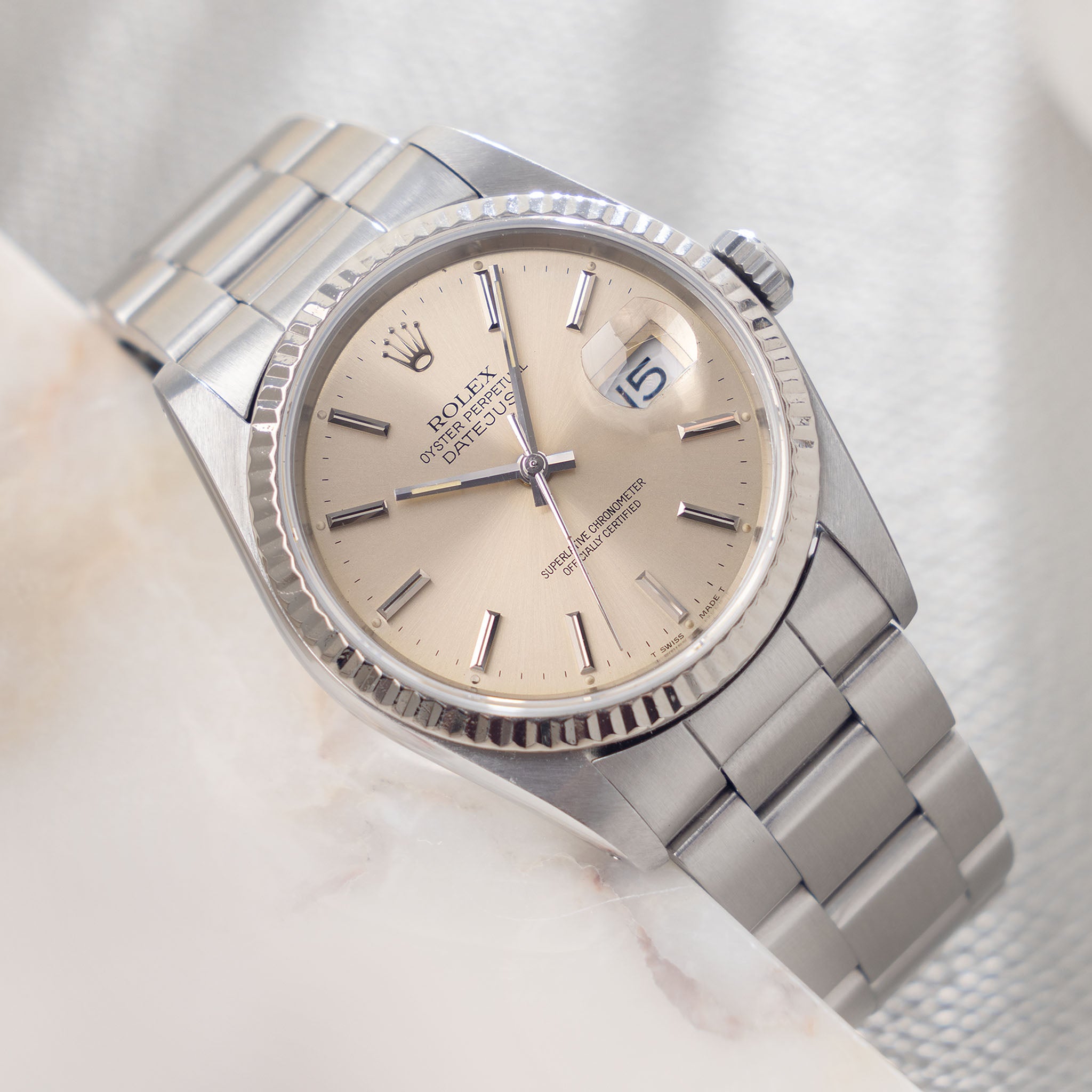 Rolex Datejust 16234 silver soleil