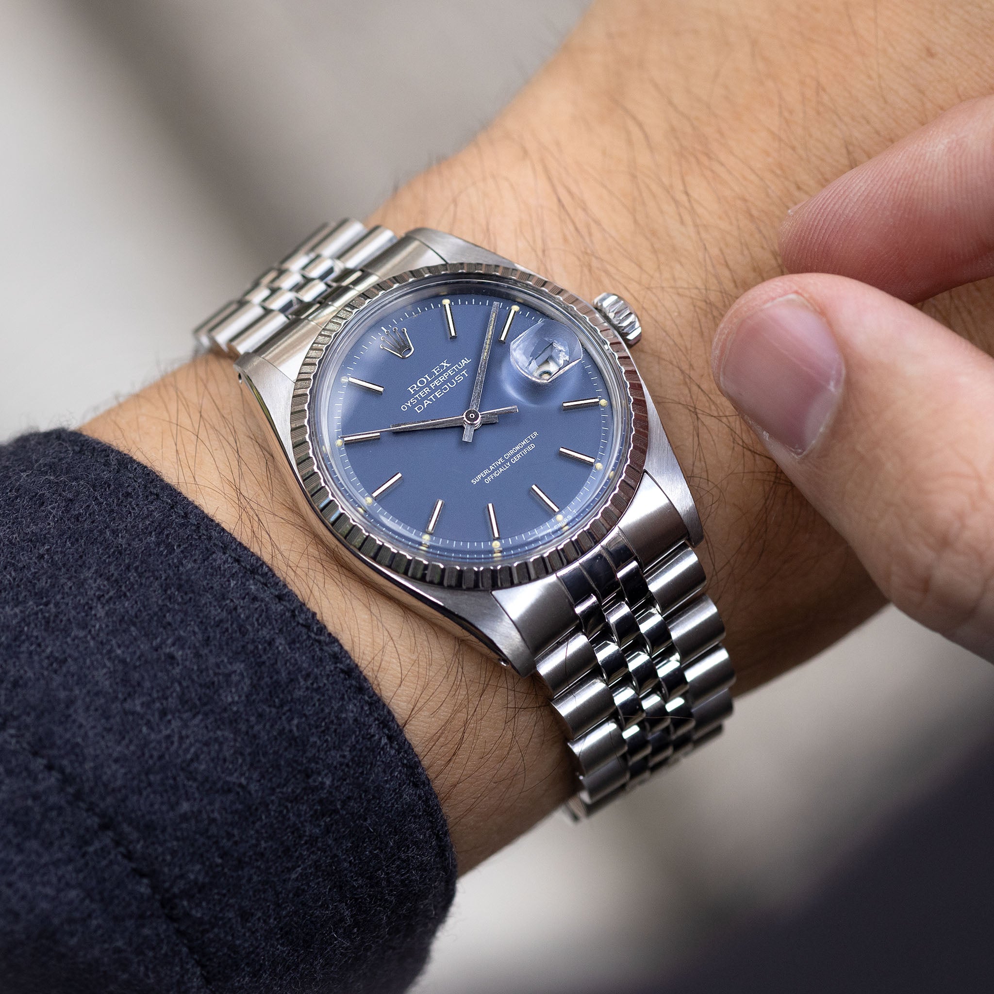 Rolex Datejust 1603 seltenes mattblaues Zifferblatt