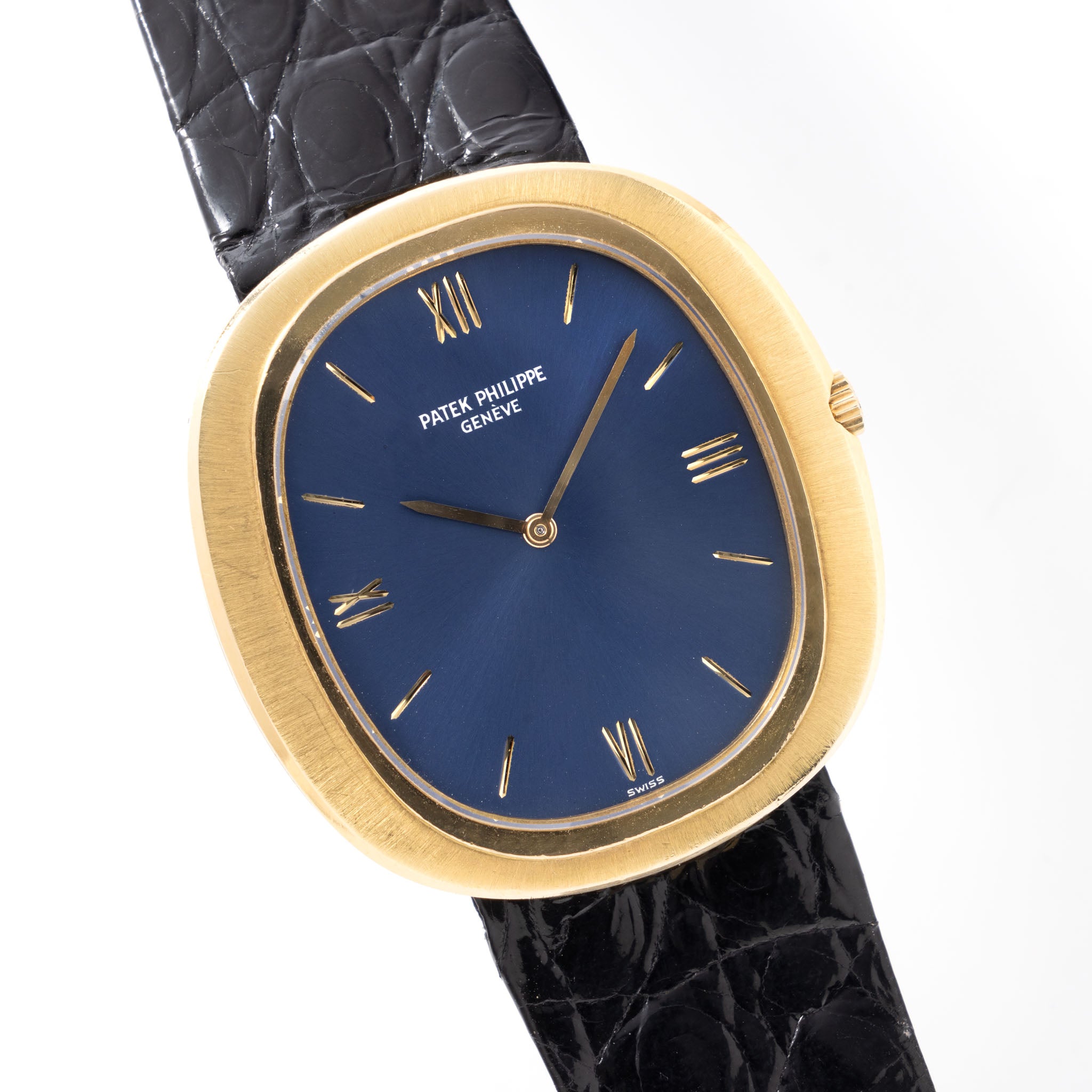 Patek Philippe Ellipse Referenz 3589 Gelbgold mit blauem Soleil Zifferblatt