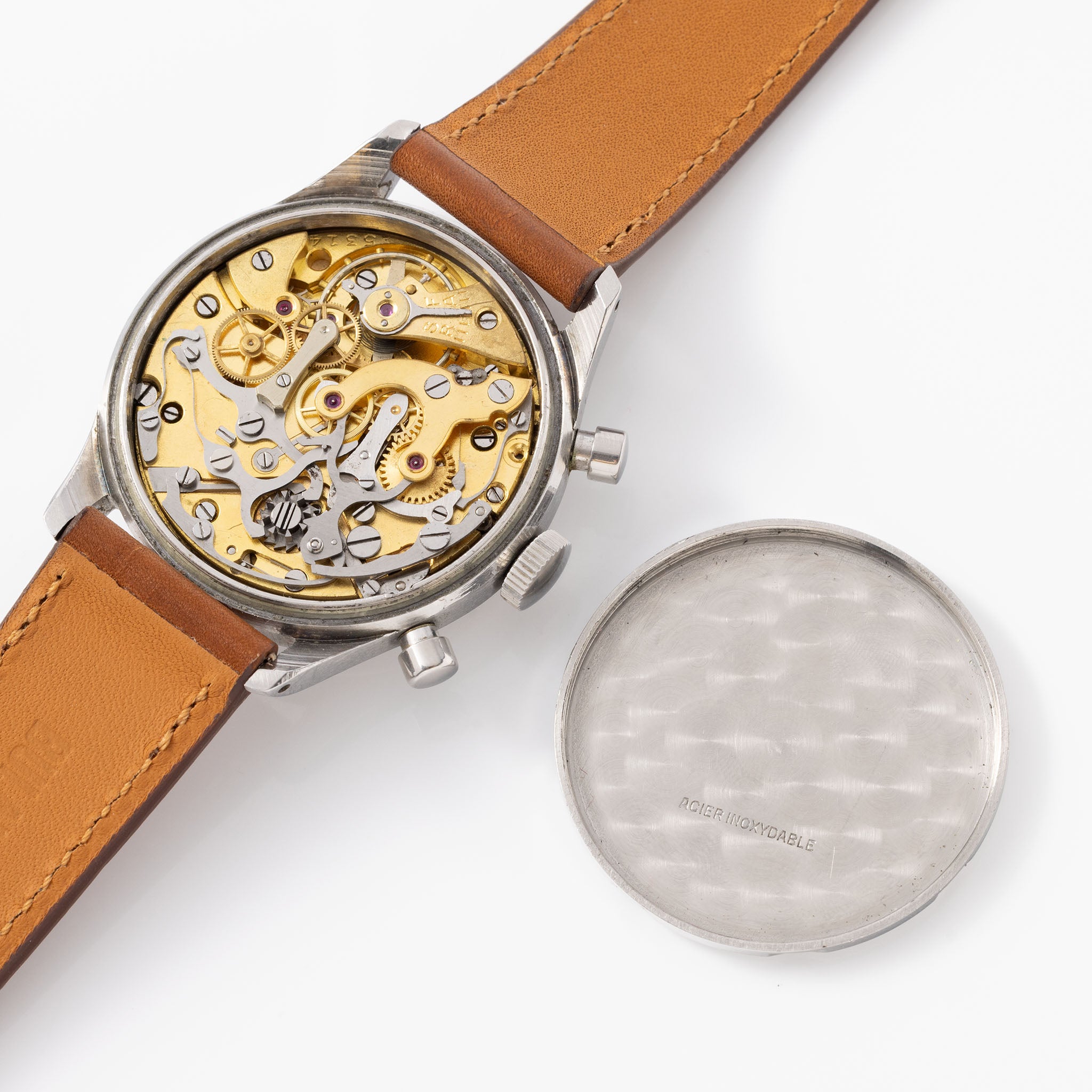 Lemania Oversized Step Case Chronograph mit 4 farbigem Zifferblatt