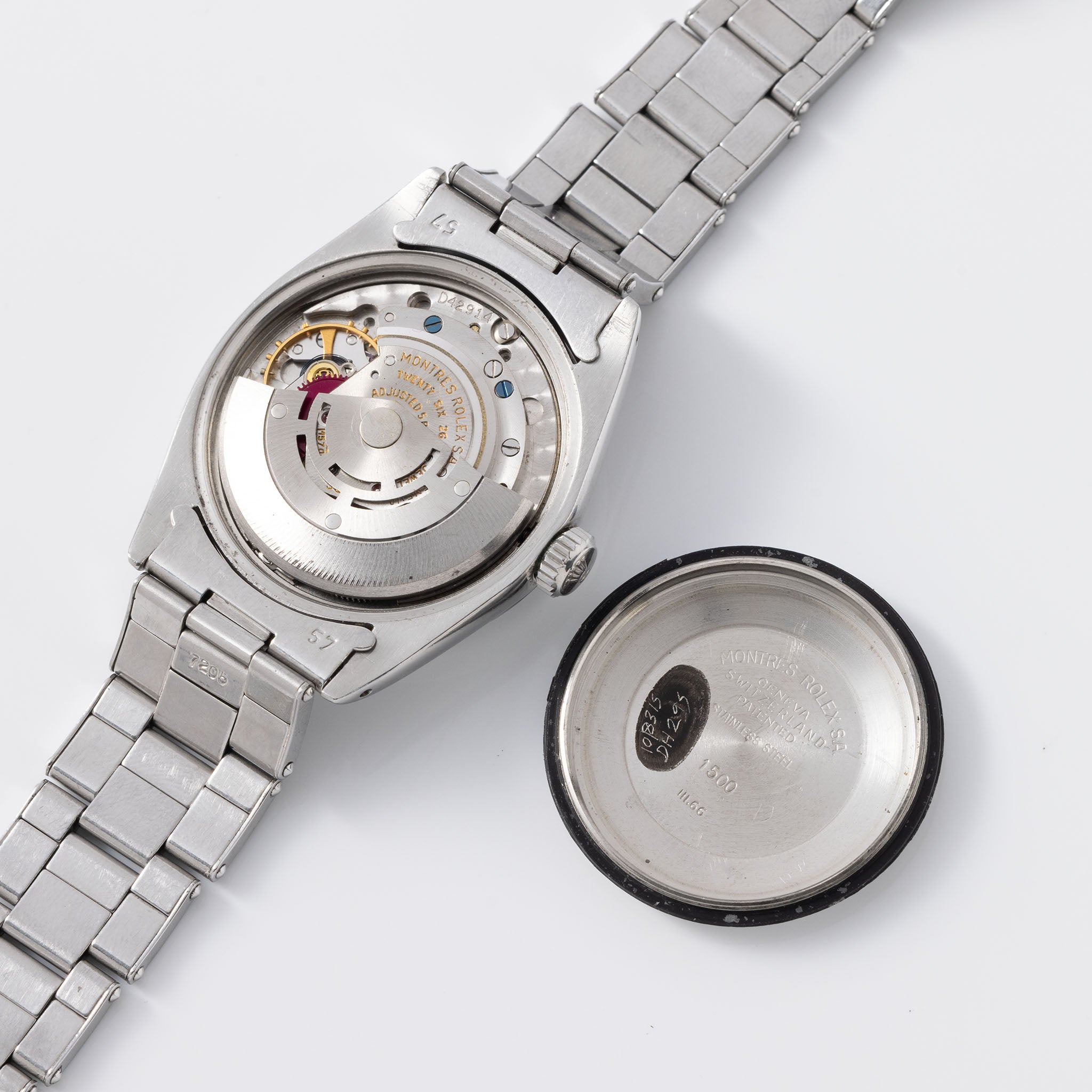 Rolex Oyster Perpetual Date Schwarzes Zifferblatt mit silbernem Aufdruck "Upside Down" Referenz 1500