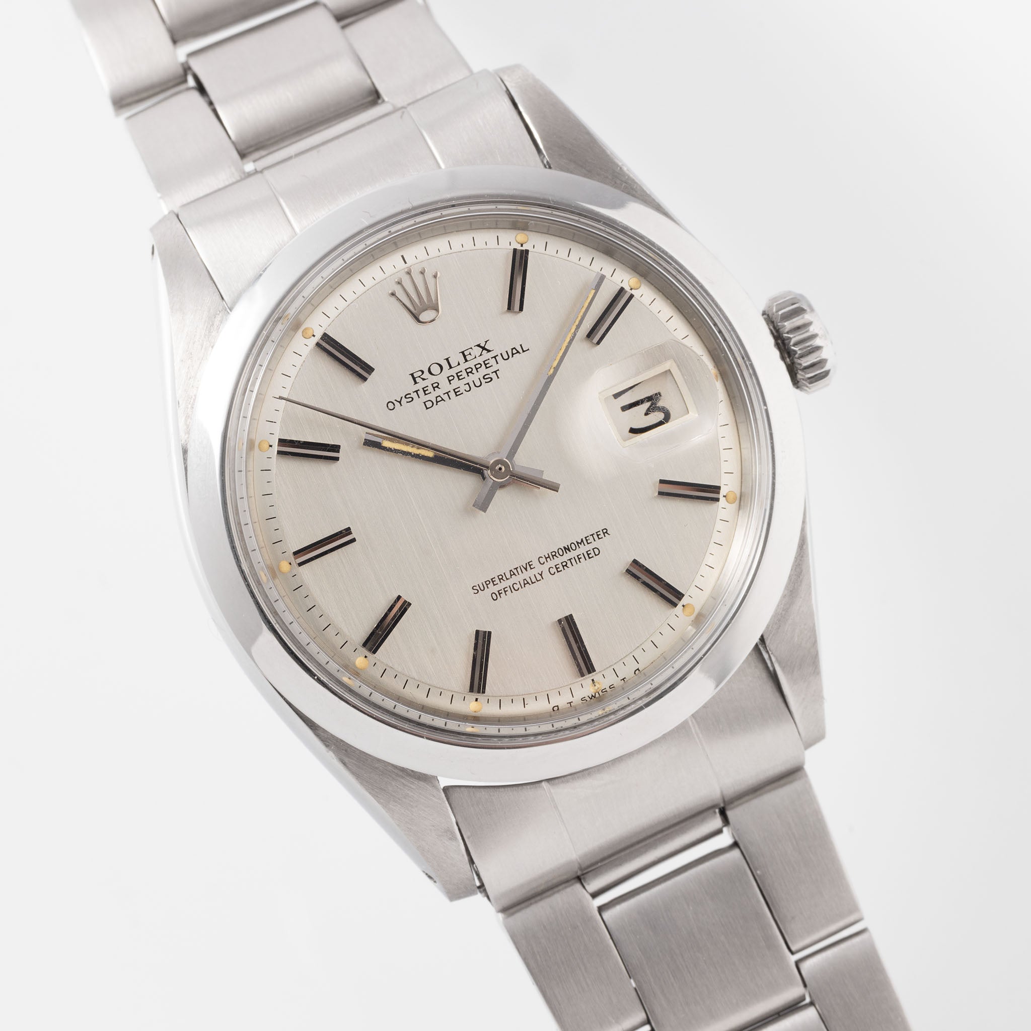 Rolex Datejust Referenz 1600 Seltenes silbernes "Vertical Brush" Sigma Zifferblatt