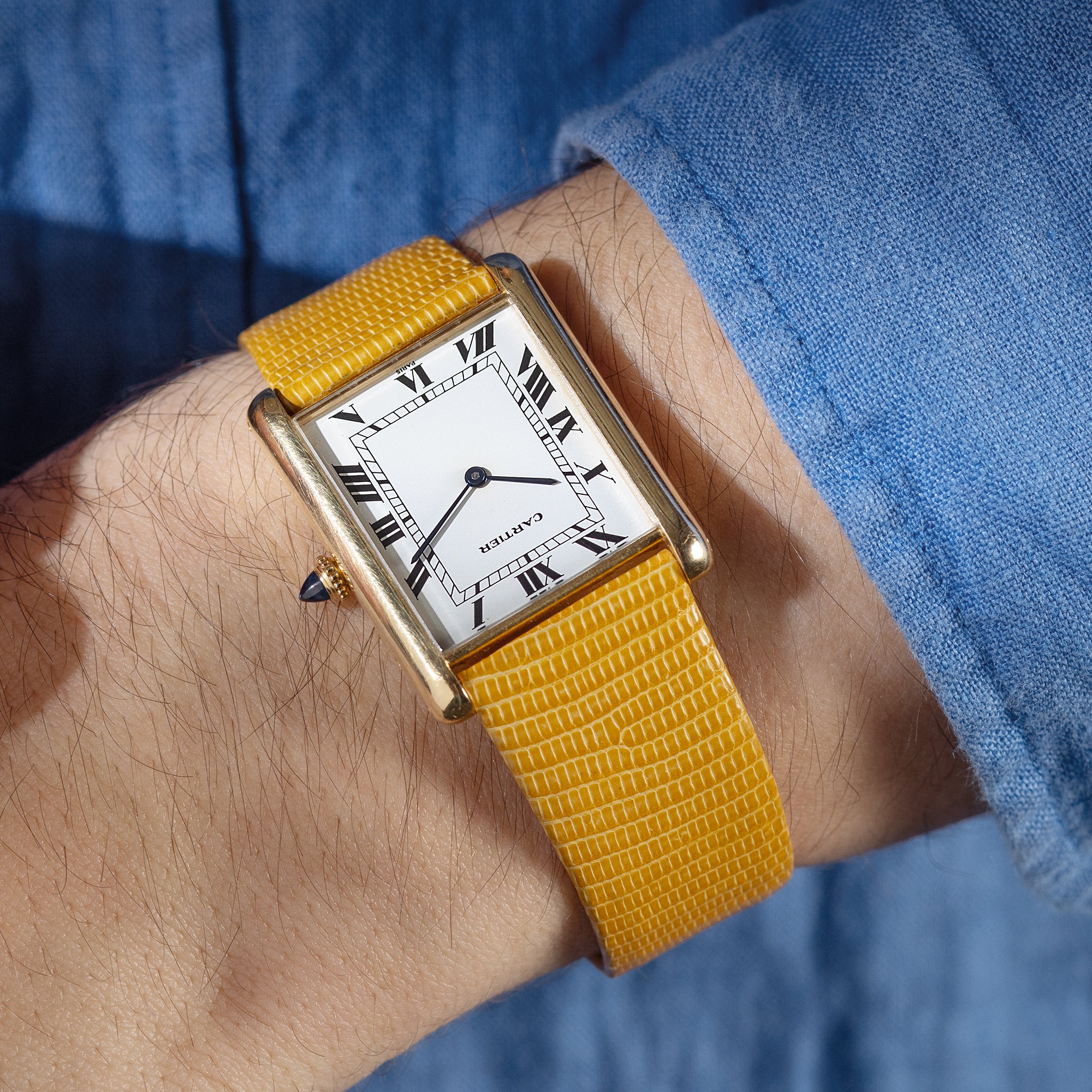 Cartier Tank Jumbo Automatique 18 Karat Gelbgold "Paris Zifferblatt"