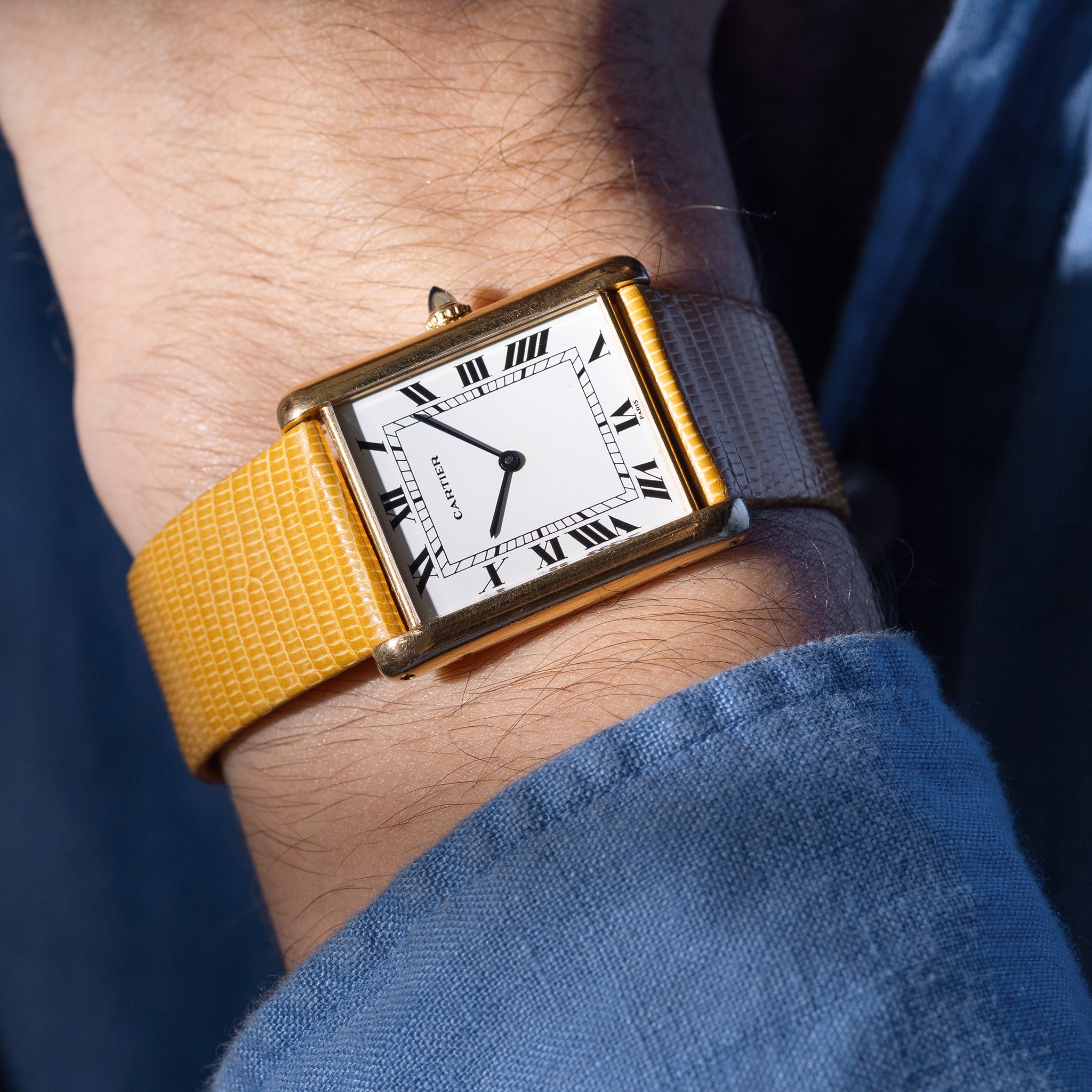 Cartier Tank Jumbo Automatique 18 Karat Gelbgold "Paris Zifferblatt"