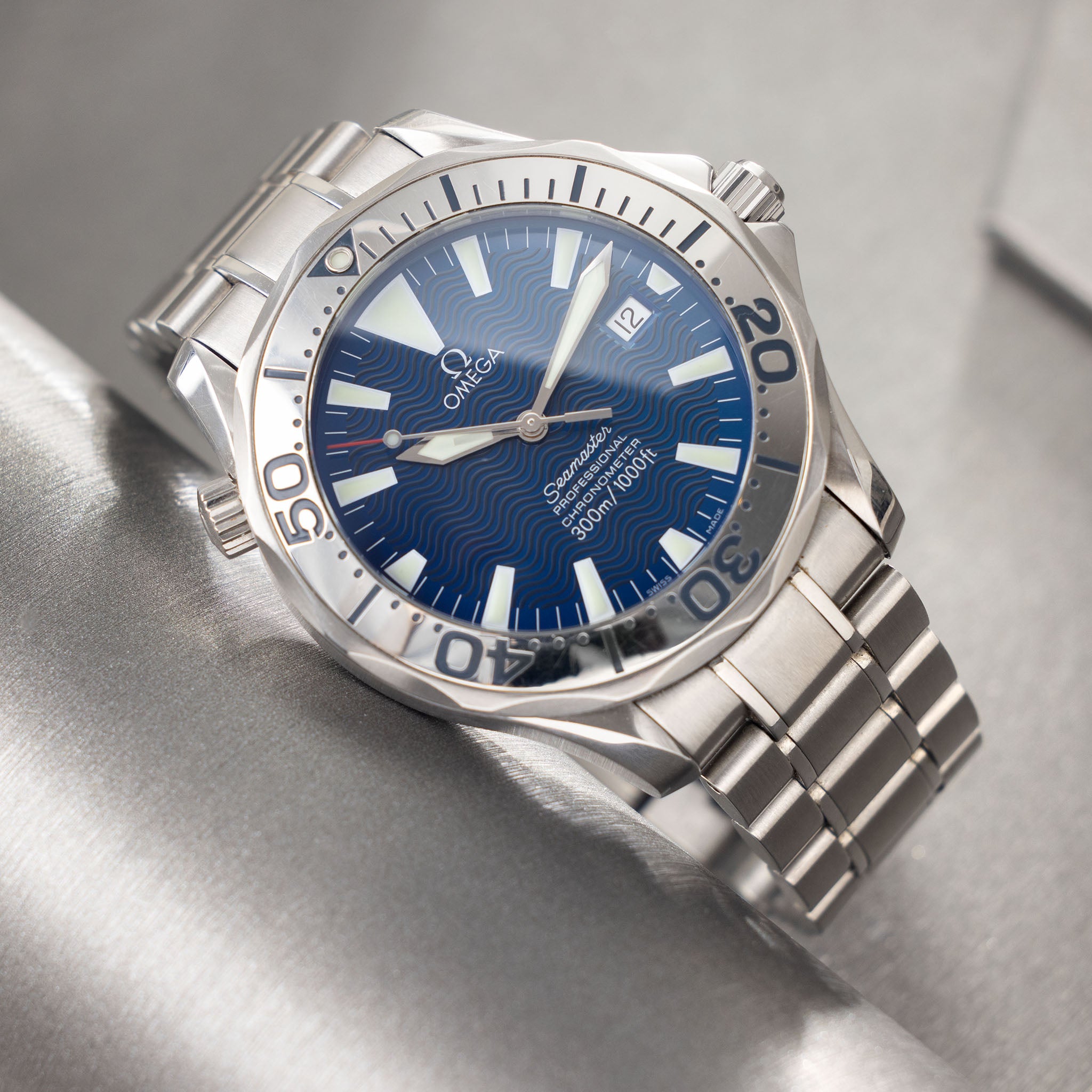 Omega Seamaster 300 Blaues Wave Zifferblatt Referenz 2255.80