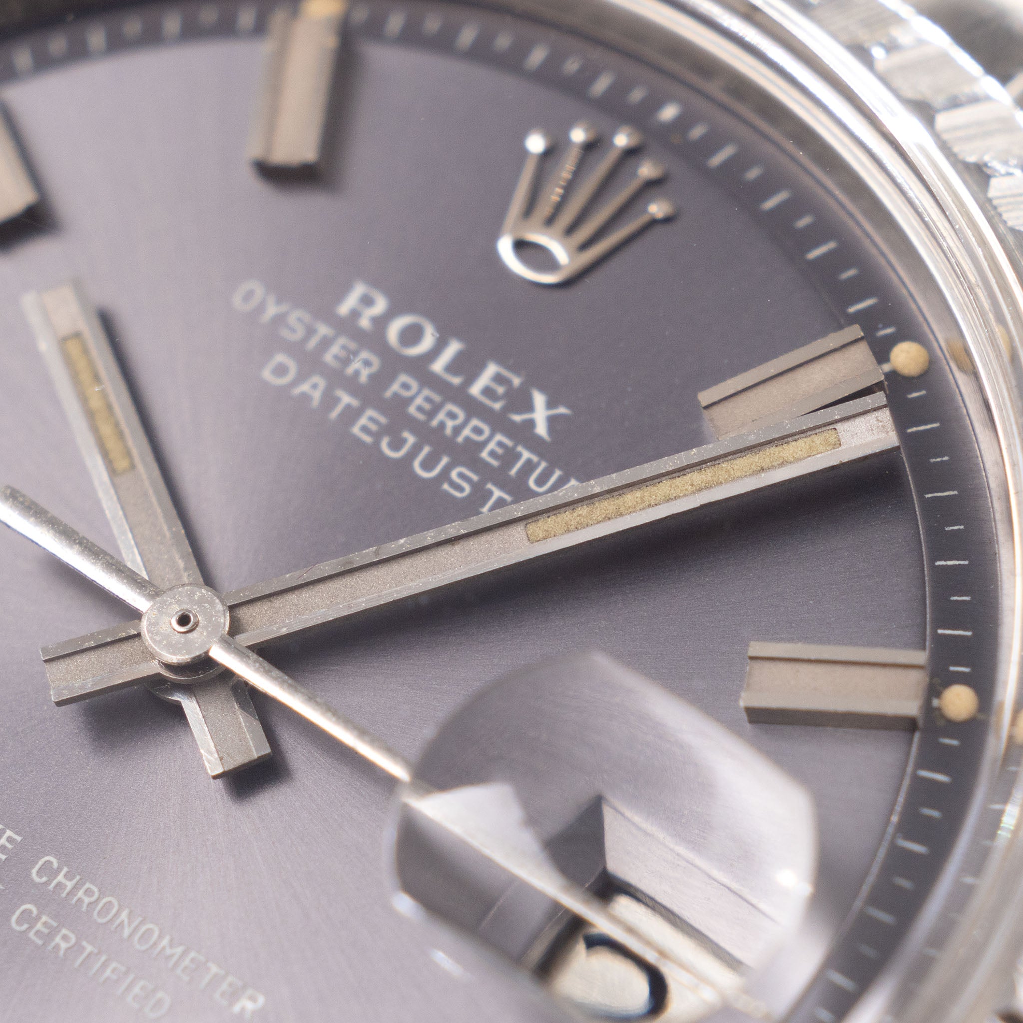 Rolex Datejust 1603 mit Grauem Soleil Wide Boy Sigma Zifferblatt