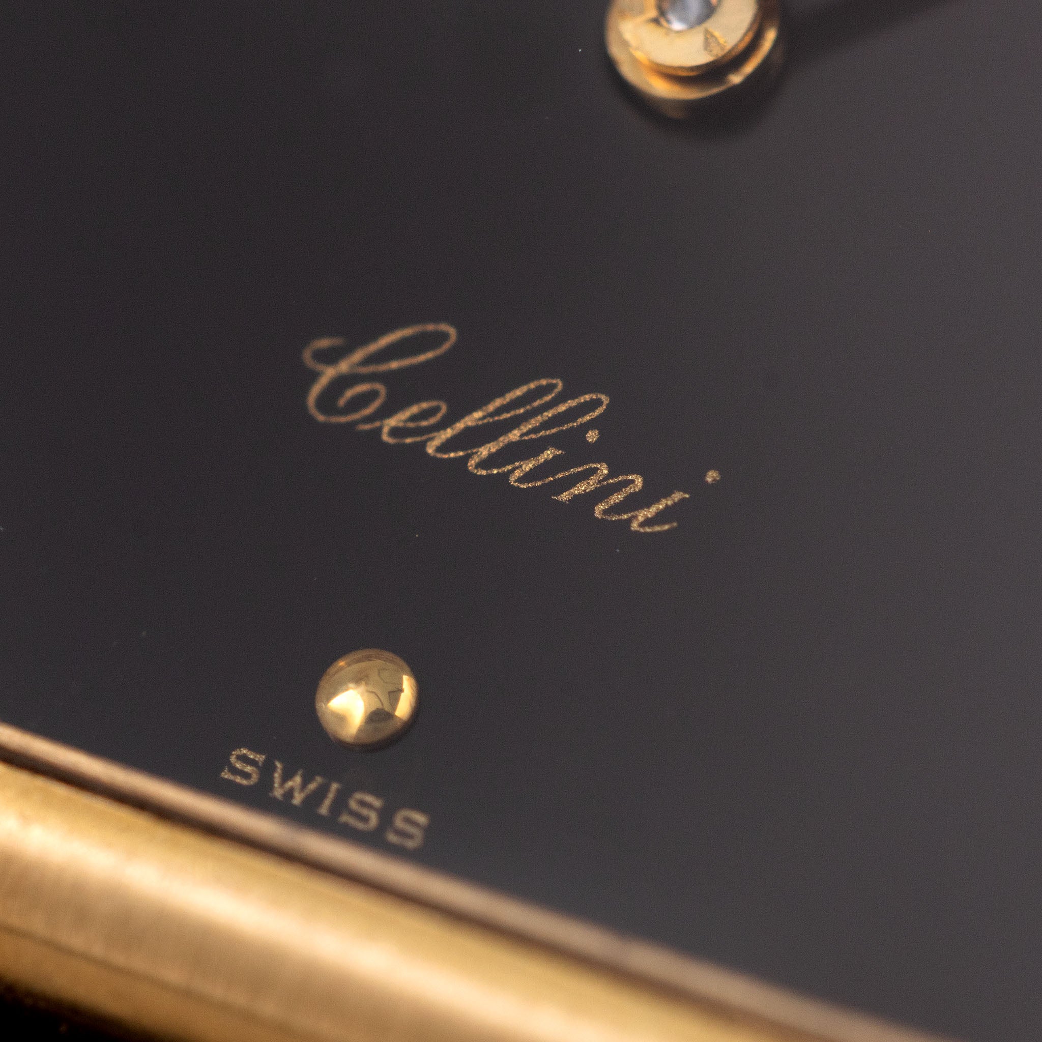 Rolex Cellini Trapzoid Referenz 4100 mit schwarzem Zifferblatt in 18 Karat Gelbgold