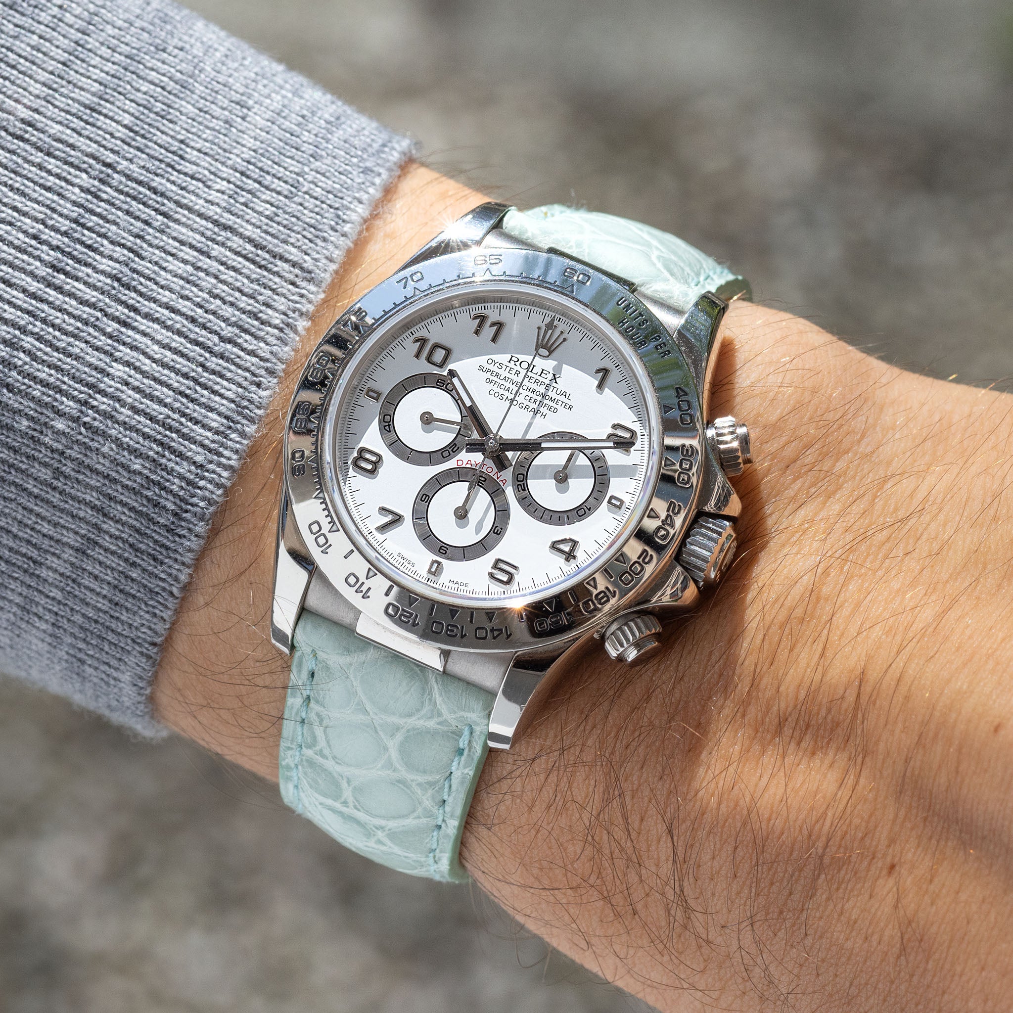 Rolex Daytona Weißgold mit weißem Zifferblatt - Box und Papiere Referenz 16519 + MOP Dial