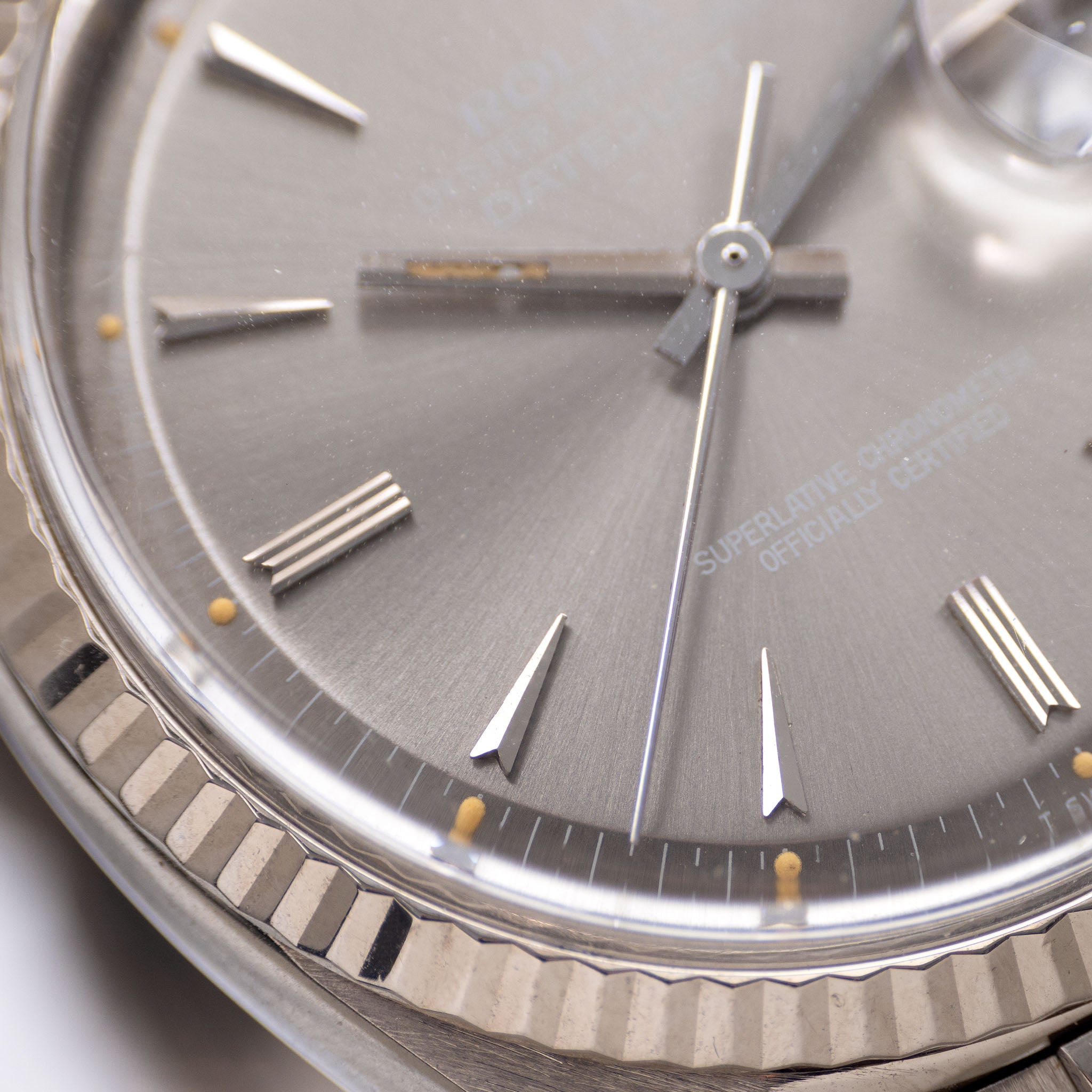Rolex Datejust 1601/9 Weißgold mit graues Arrowhead Zifferblatt
