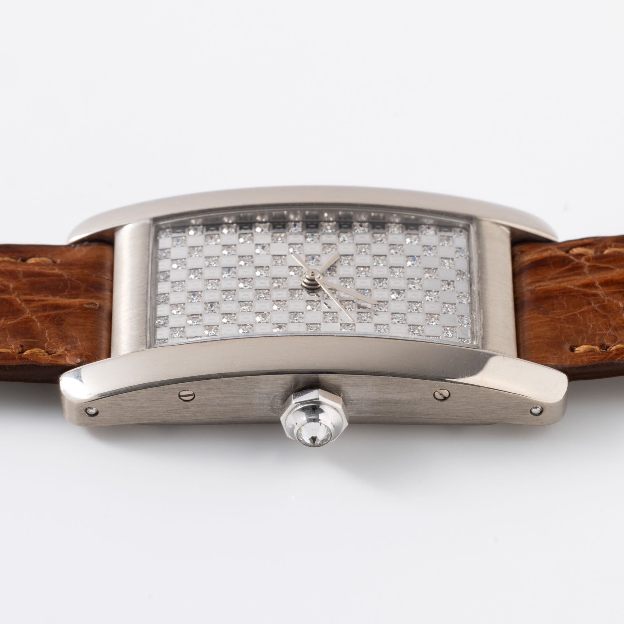 Cartier Tank Américaine 18 Karat Weißgold Pavé Zifferblatt Referenz 2490