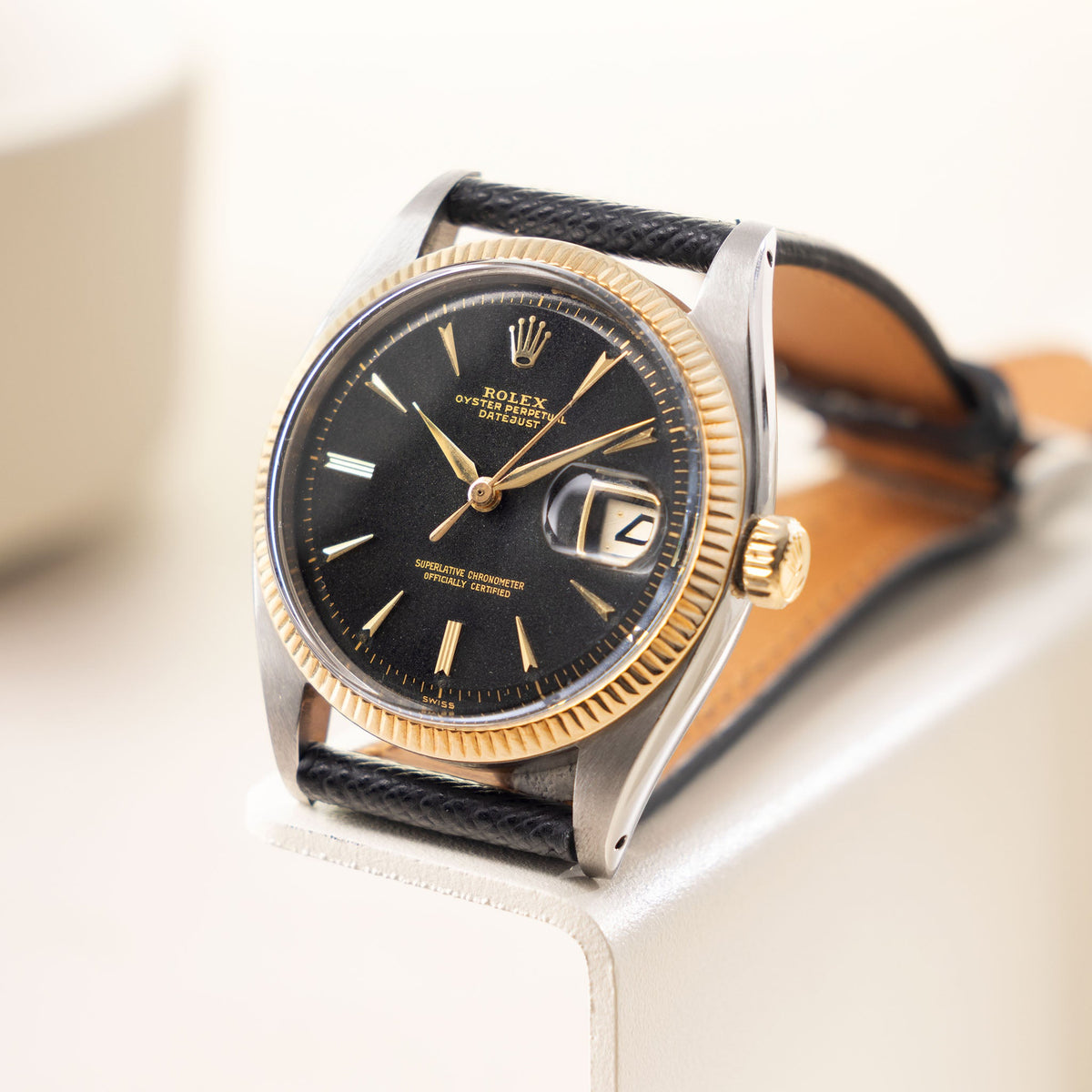 Rolex Datejust Gilt Dial ref 6605 Steel and Gold execution