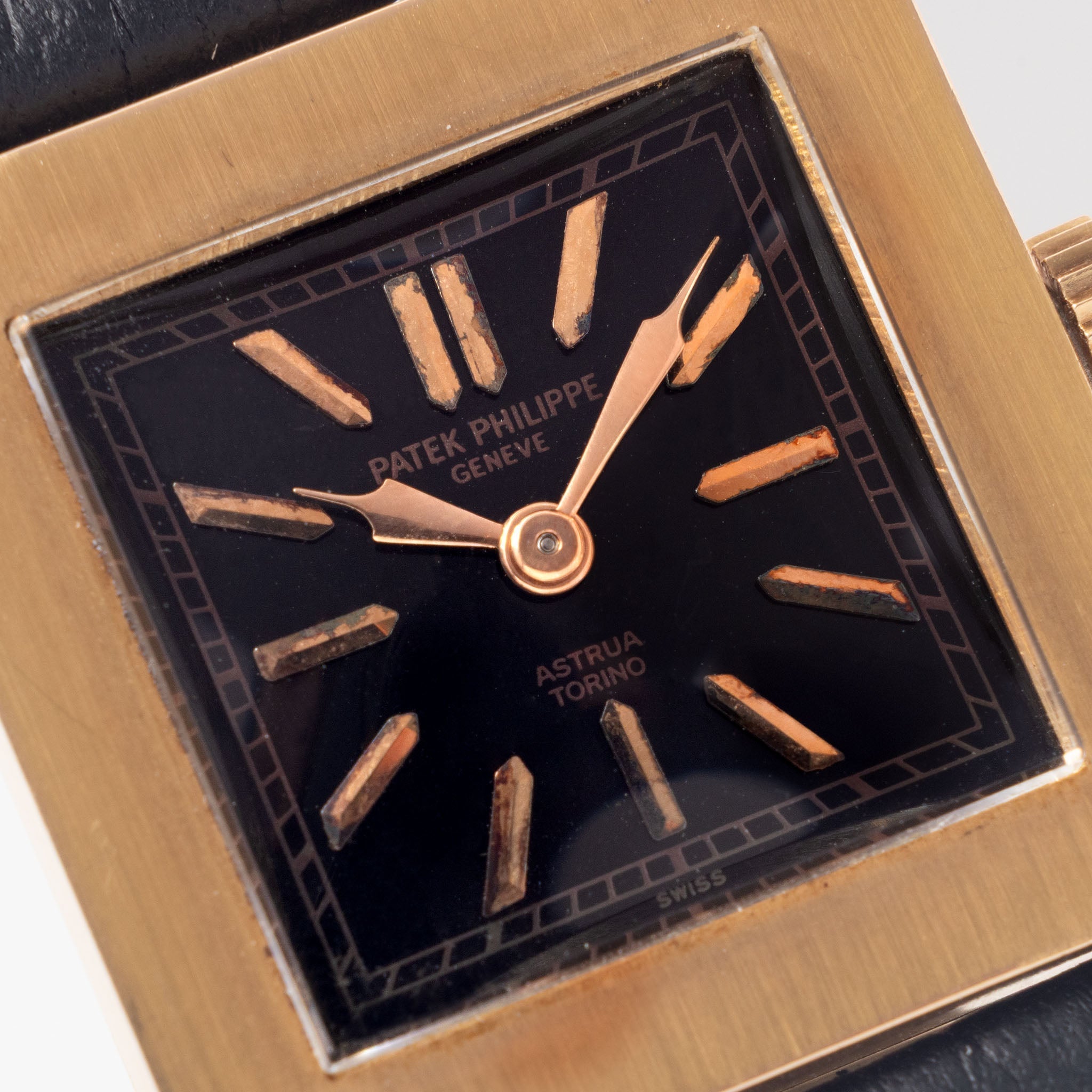 Patek Philippe ref. 439 Double Signed Astrua Torino Black Dial in 18k Rose Gold