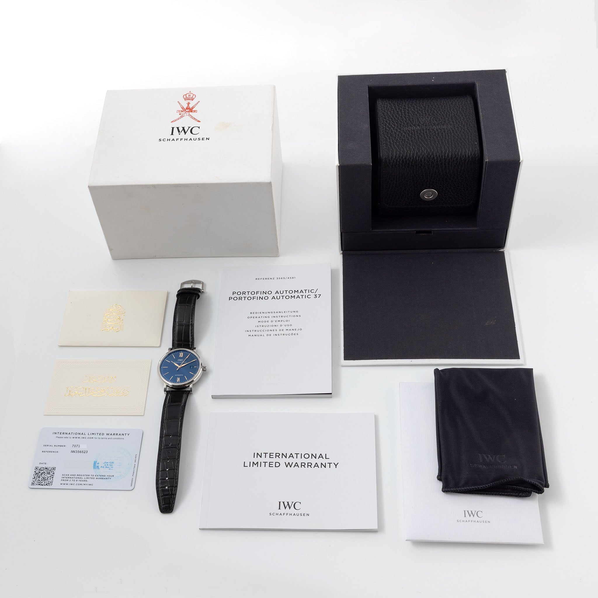 IWC Portofino Blue soleil dial box and paper set" Khanjar "ref IW356523