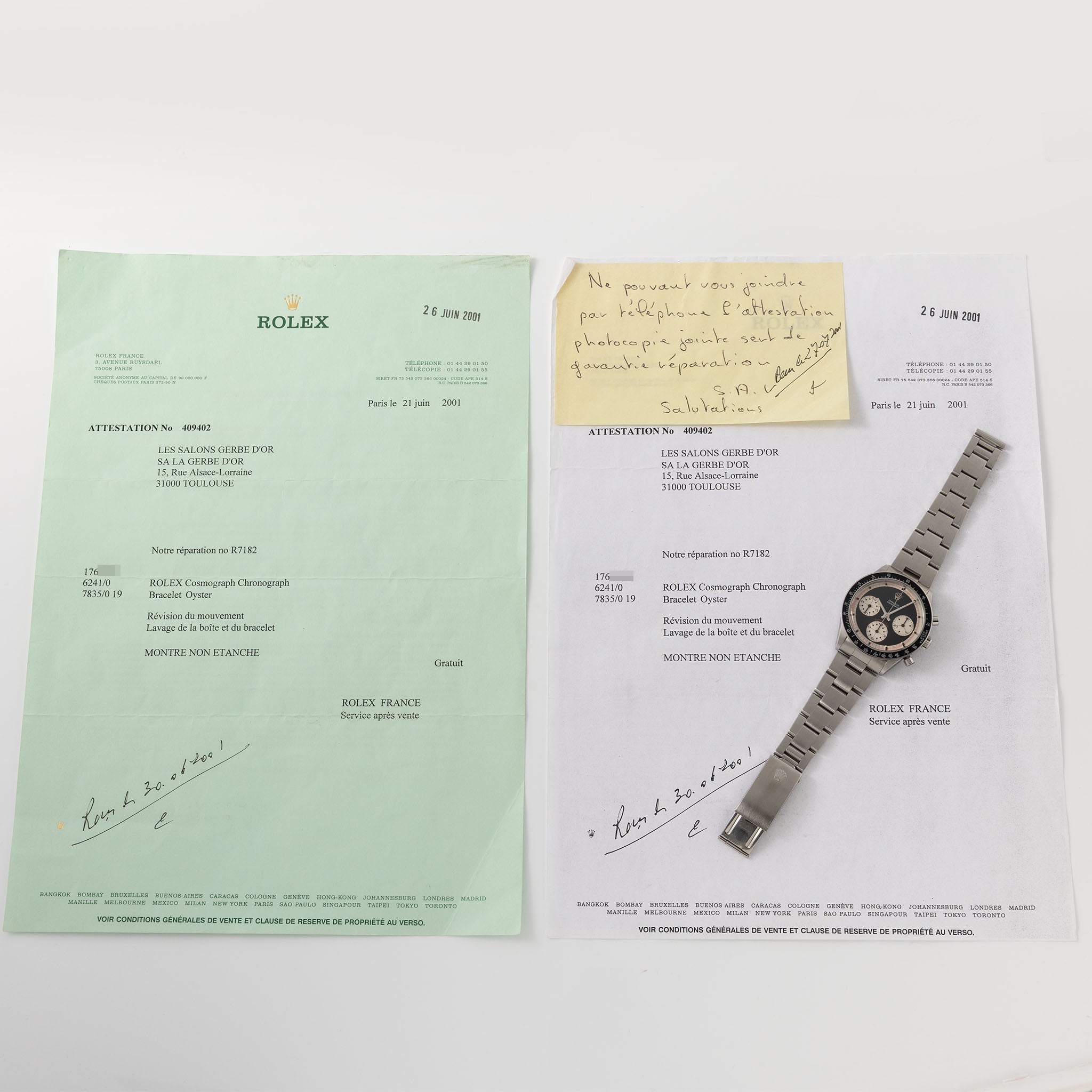 Rolex Cosmograph Daytona 6241 Black Tri-Color Exotic Dial dial with Rolex service papers