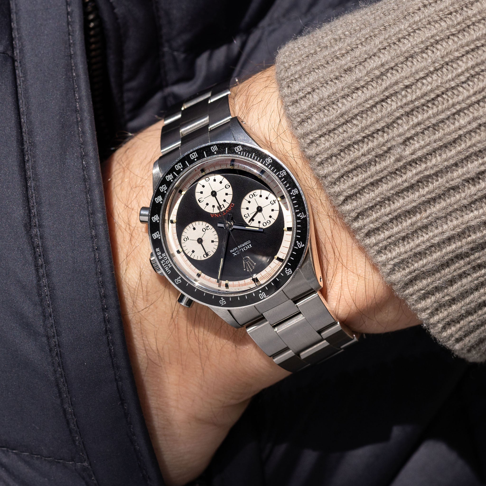 Rolex Cosmograph Daytona 6241 Black Tri-Color Exotic Dial dial with Rolex service papers