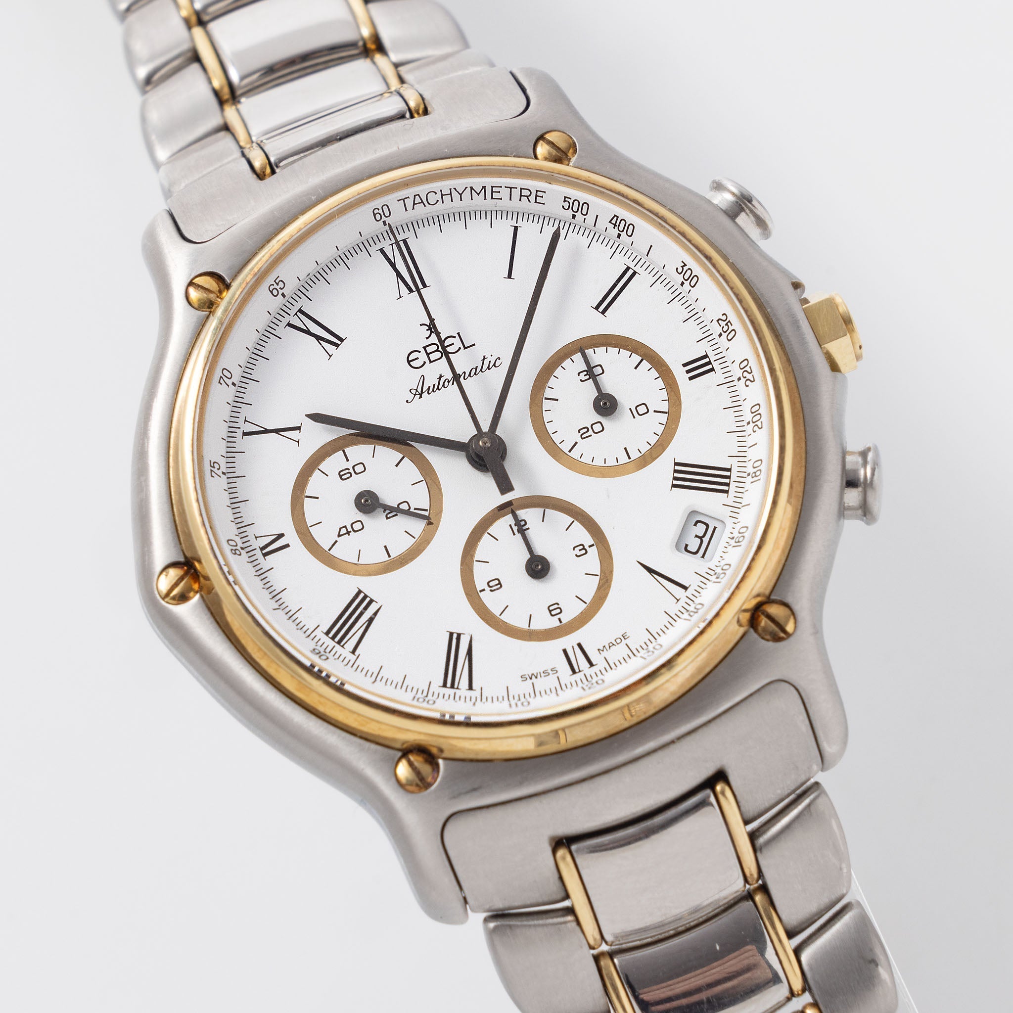 Ebel El Primero 1911 Chronograph White Dial Steel and Gold execution ref 1134901 with Box