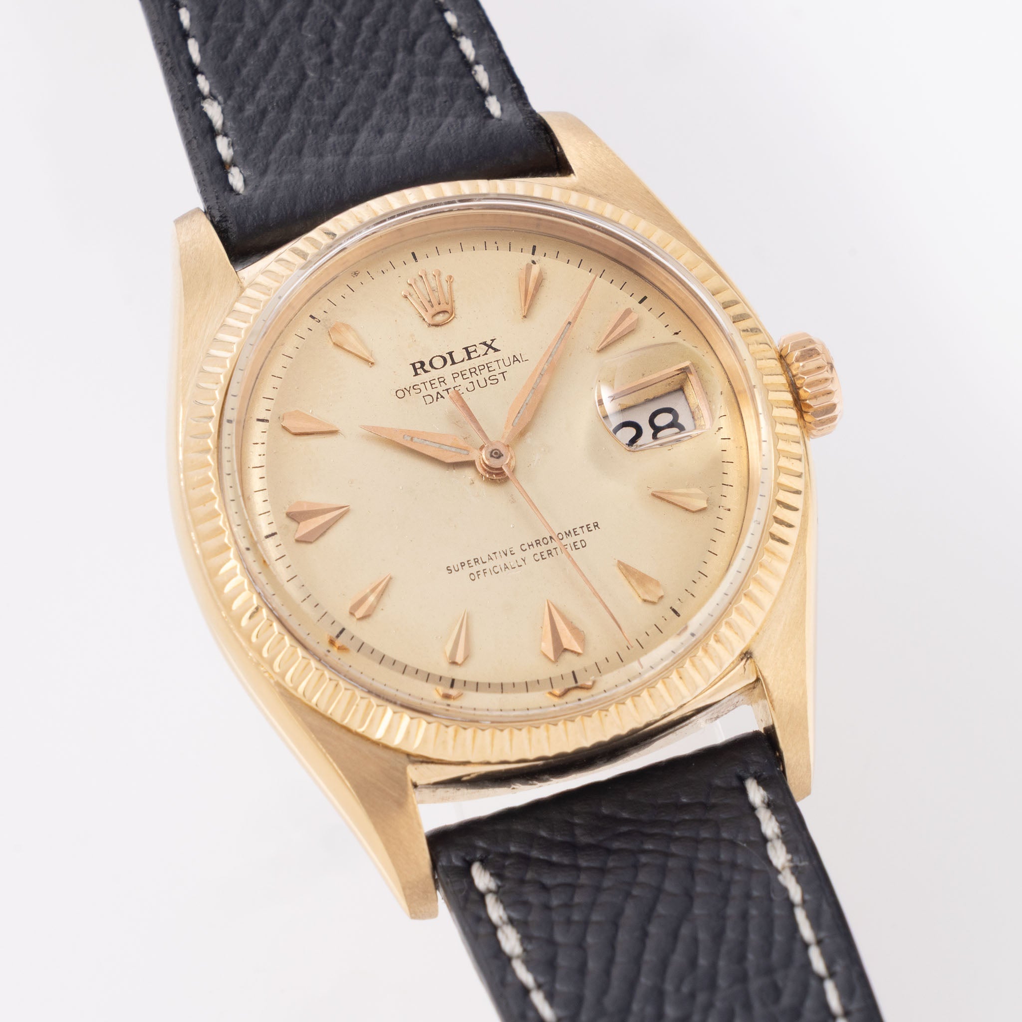 Rolex Oyster Perpetual Datejust ref 6605 Cream Dial in 18k Yellow Gold