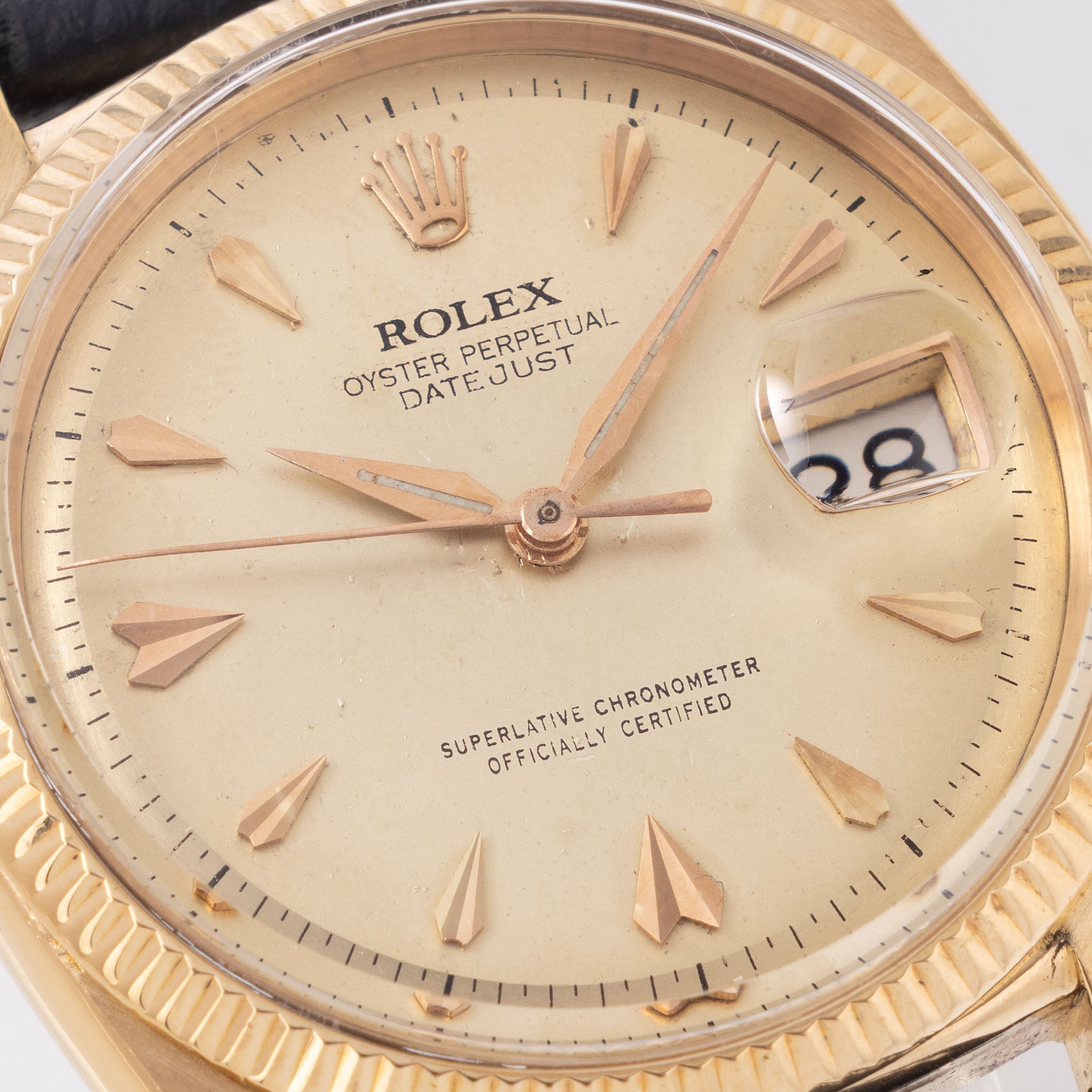 Rolex Oyster Perpetual Datejust ref 6605 Cream Dial in 18k Yellow Gold