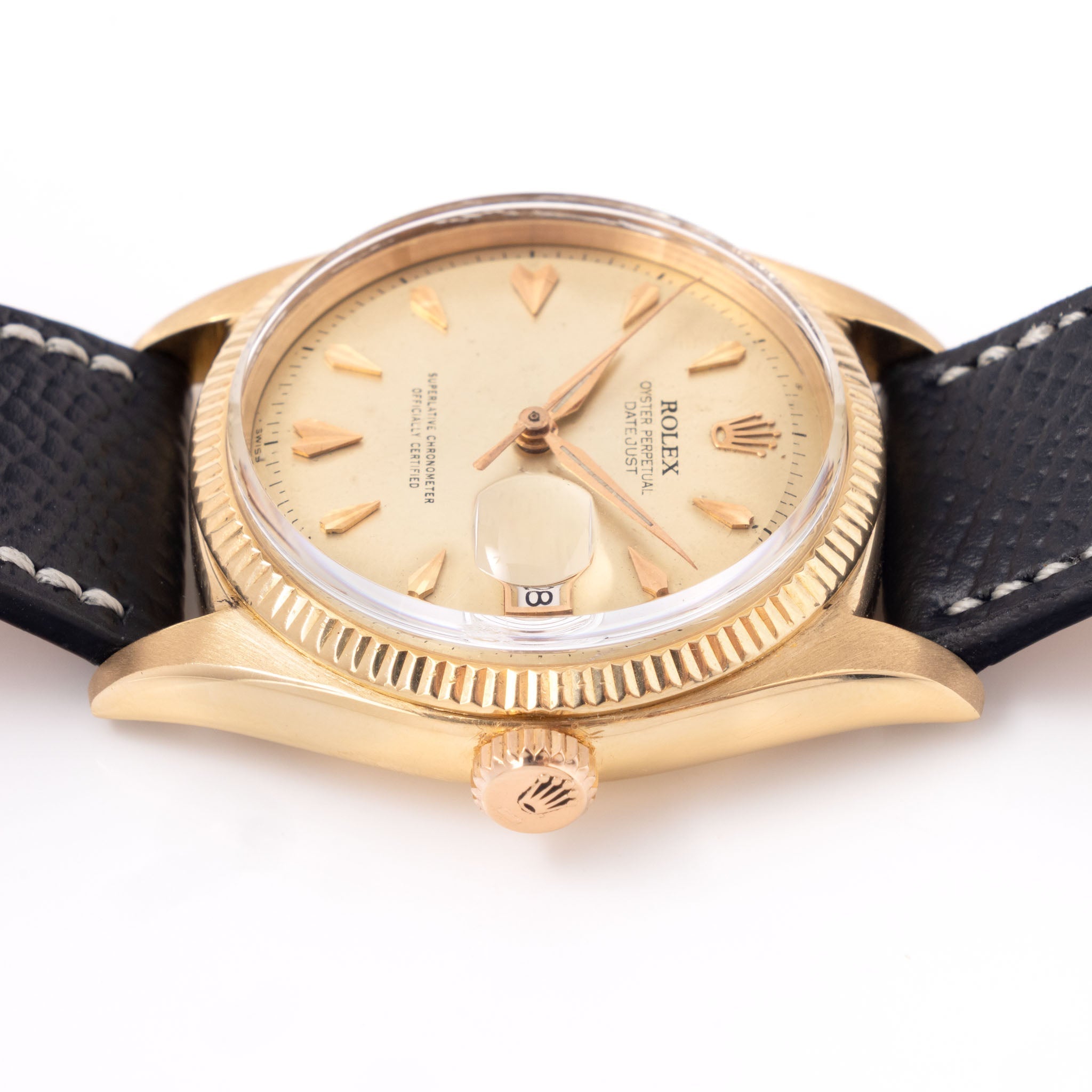 Rolex Oyster Perpetual Datejust ref 6605 Cream Dial in 18k Yellow Gold