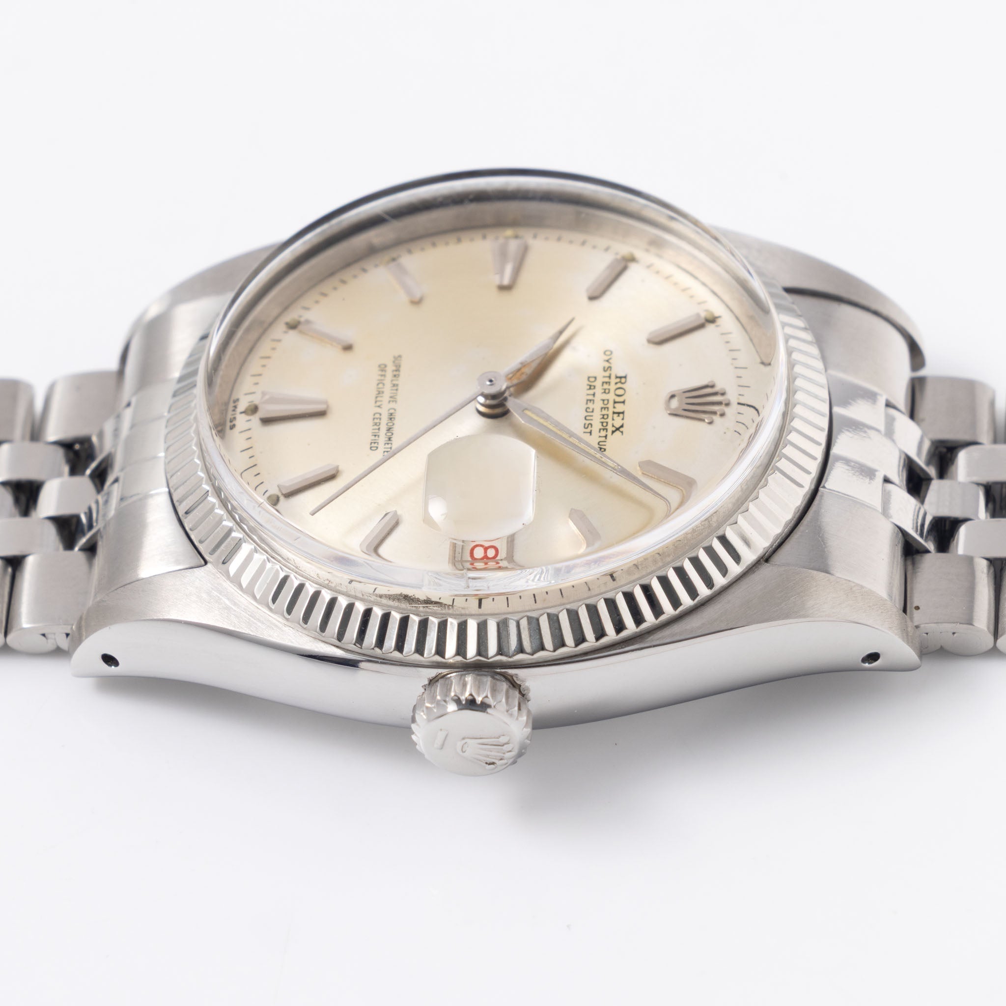 Rolex Datejust 6605 Silver Circular Finish Dial with Roulette Date