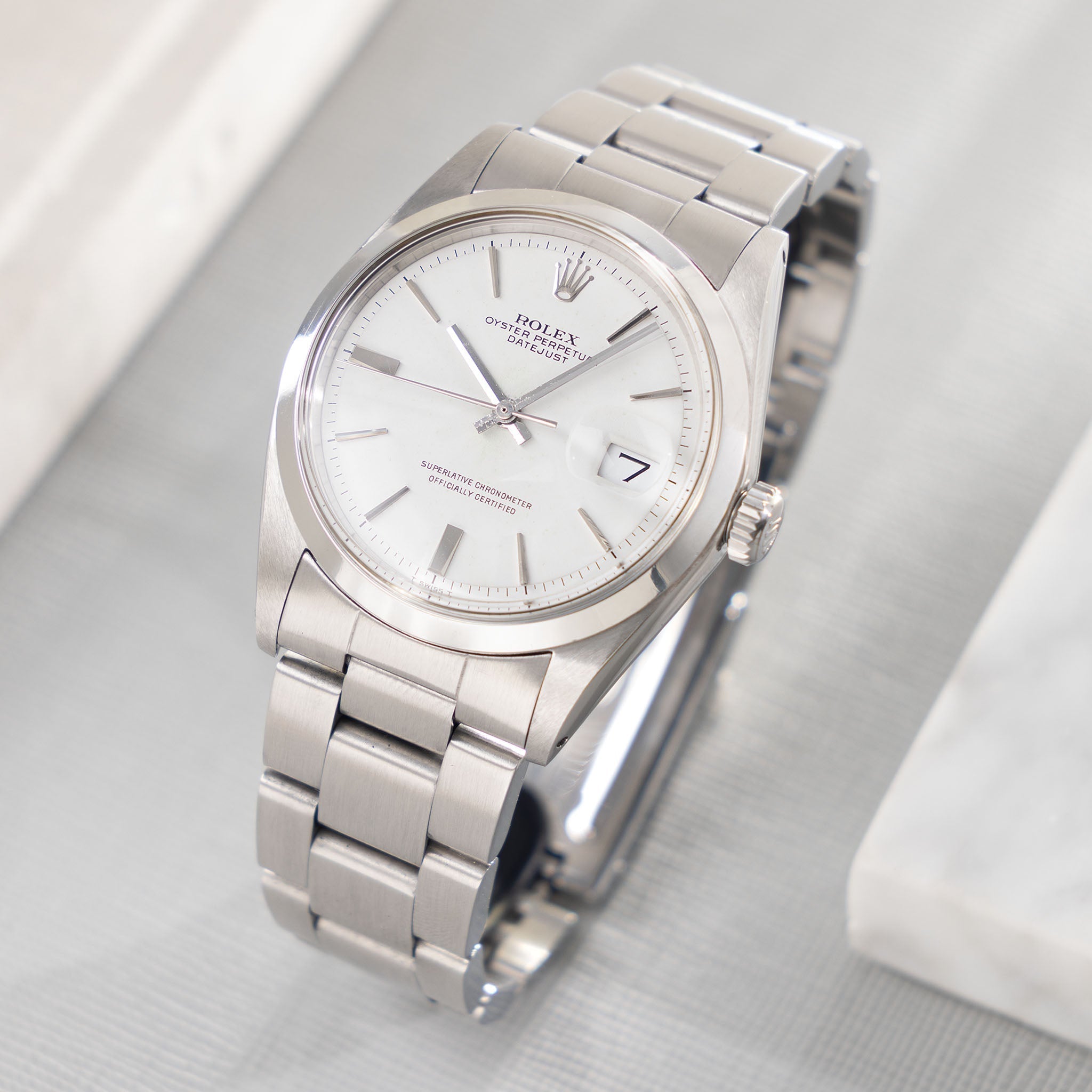 Rolex Datejust white “doorstop “ white no lume dial ref 1600