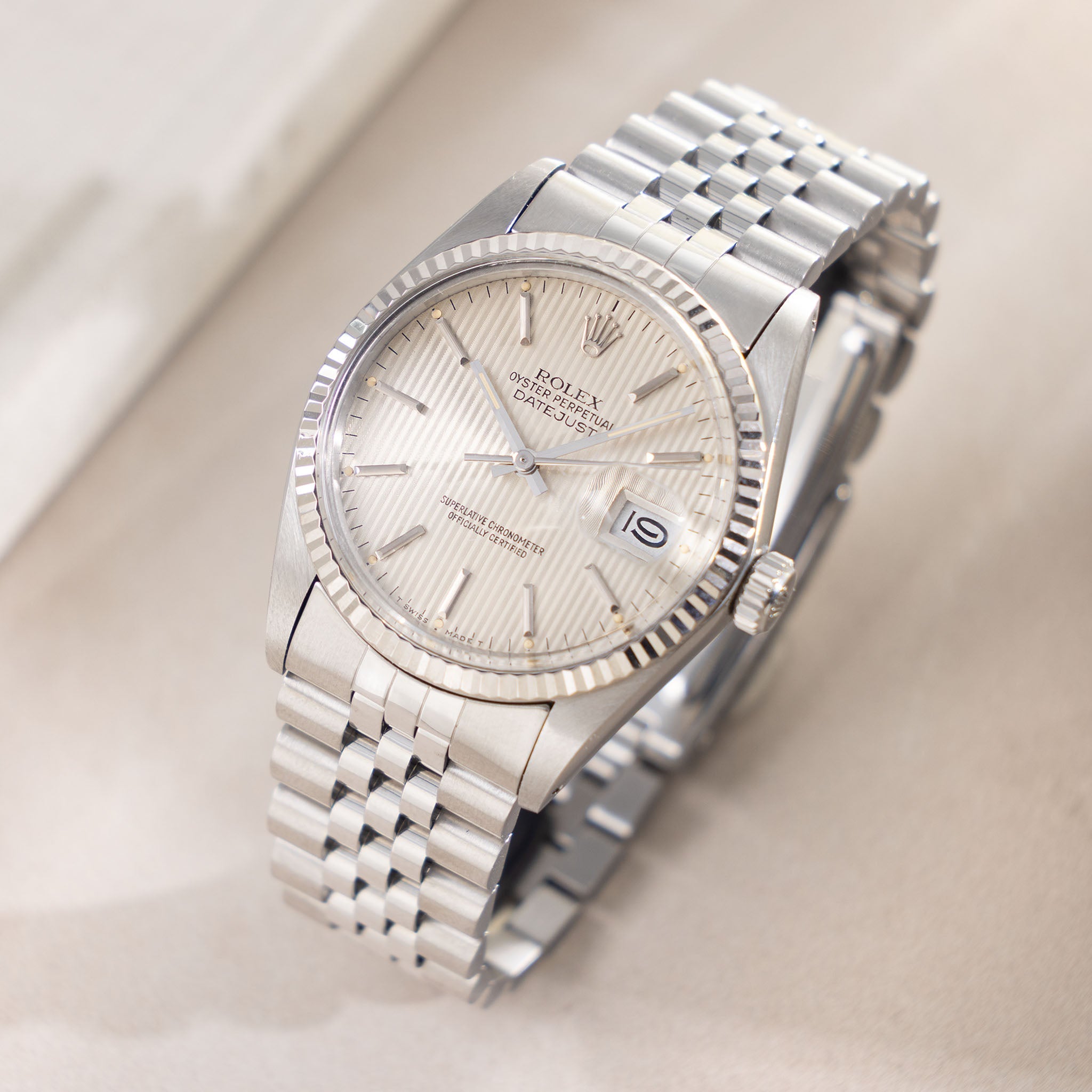 Rolex Datejust cream Tapestry dial ref 16014