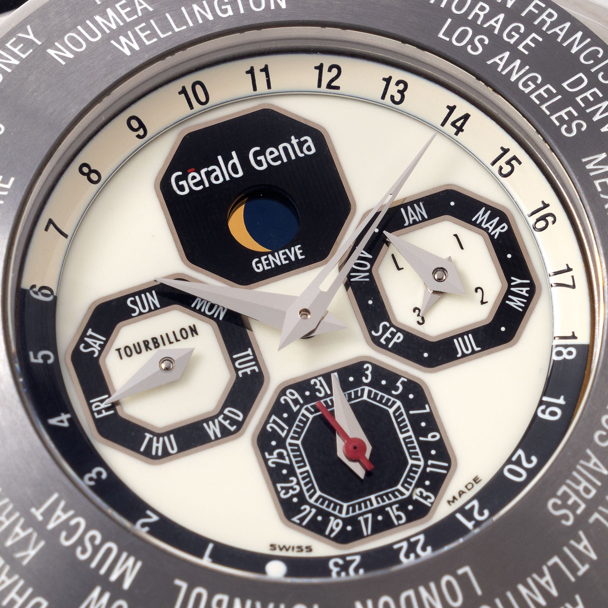 Gérald Genta Octo Perpetual Calendar , Moonphase , World time, GMT,Tourbilion in platinum / tantalum ref OTW.76