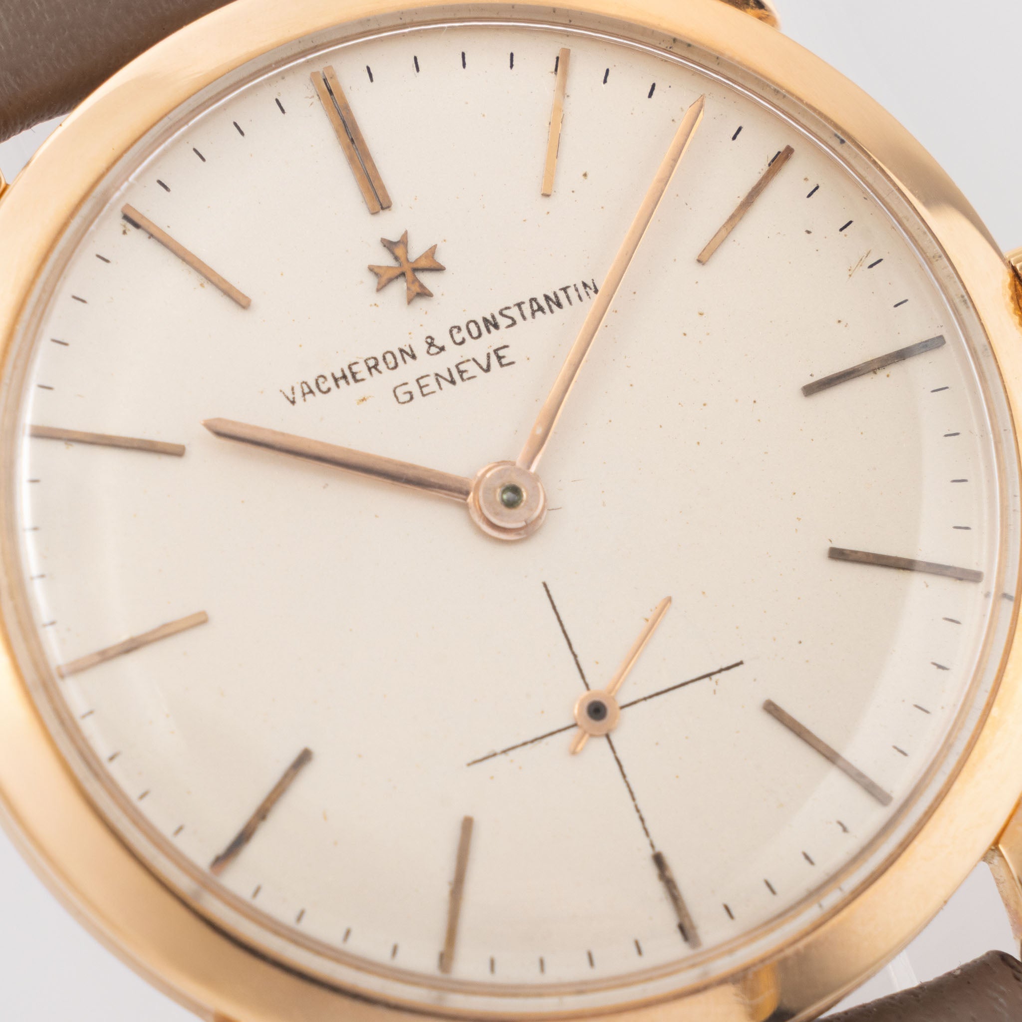 Vacheron Constantin 18 k rose gold scroll lug Dresswatch cream dial ref 6030