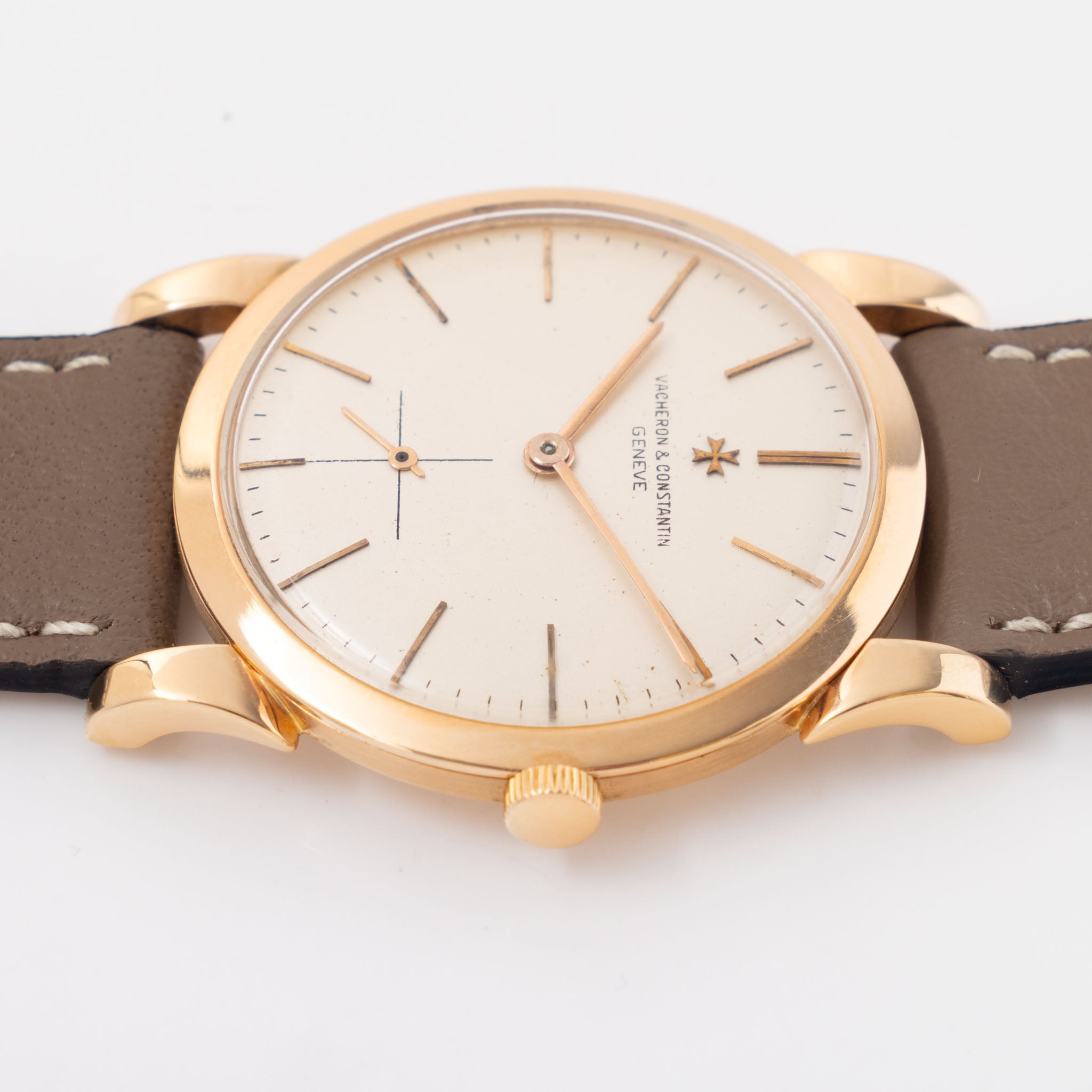 Vacheron Constantin 18 k rose gold scroll lug Dresswatch cream dial ref 6030