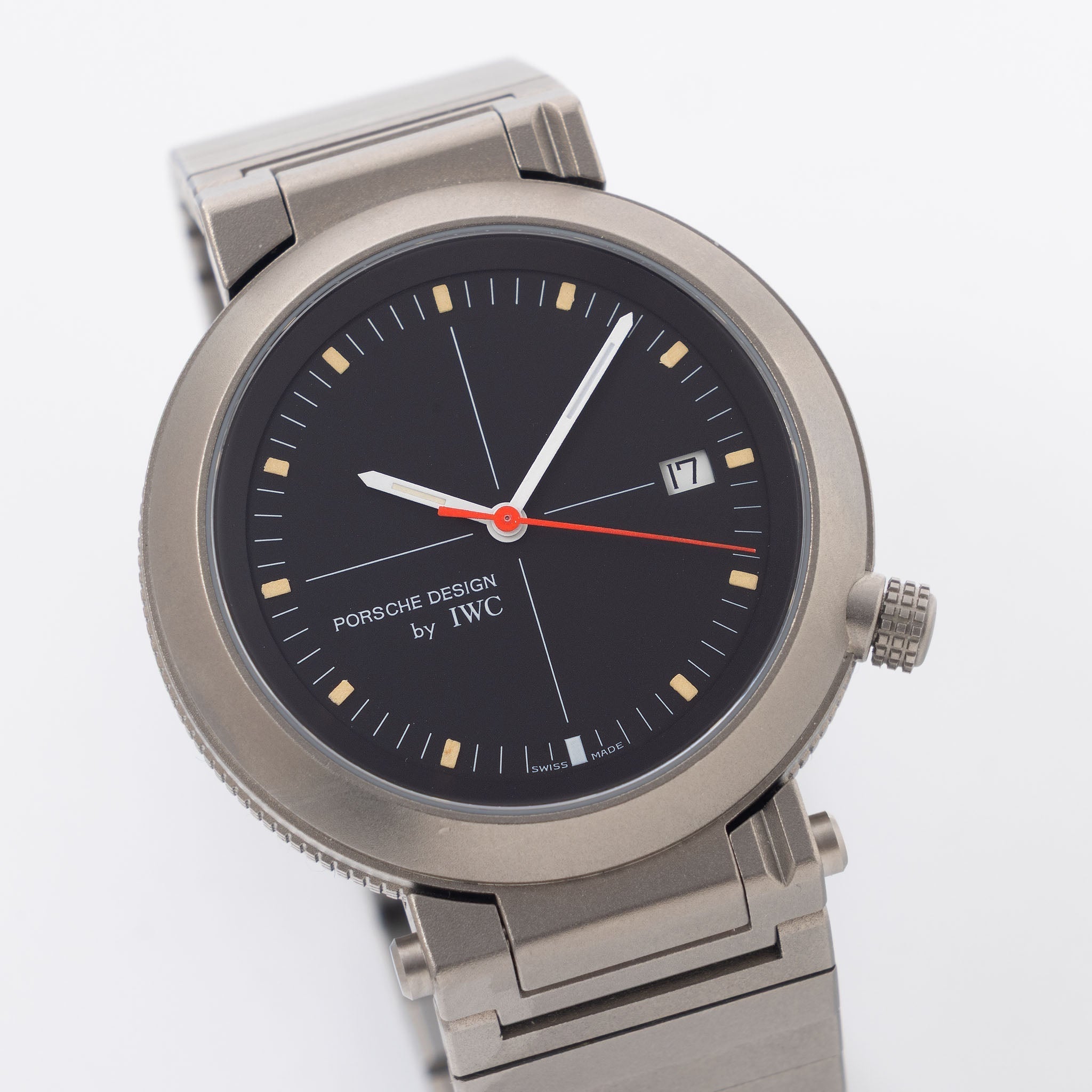 IWC/Porsche design compass watch in titanium ref 3511 with Certificate of Authenticity paper and IWC service invoice