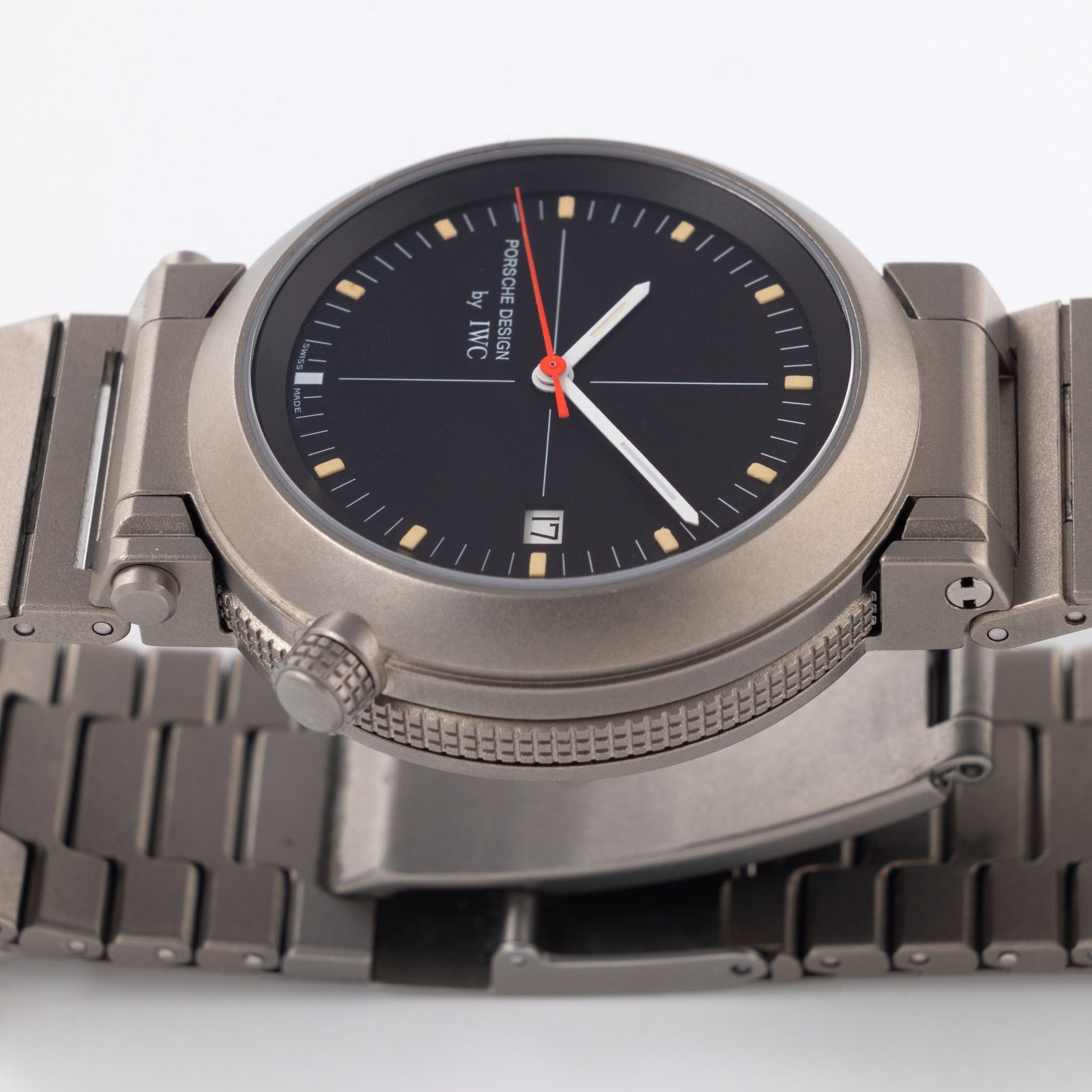 IWC/Porsche design compass watch in titanium ref 3511 with Certificate of Authenticity paper and IWC service invoice
