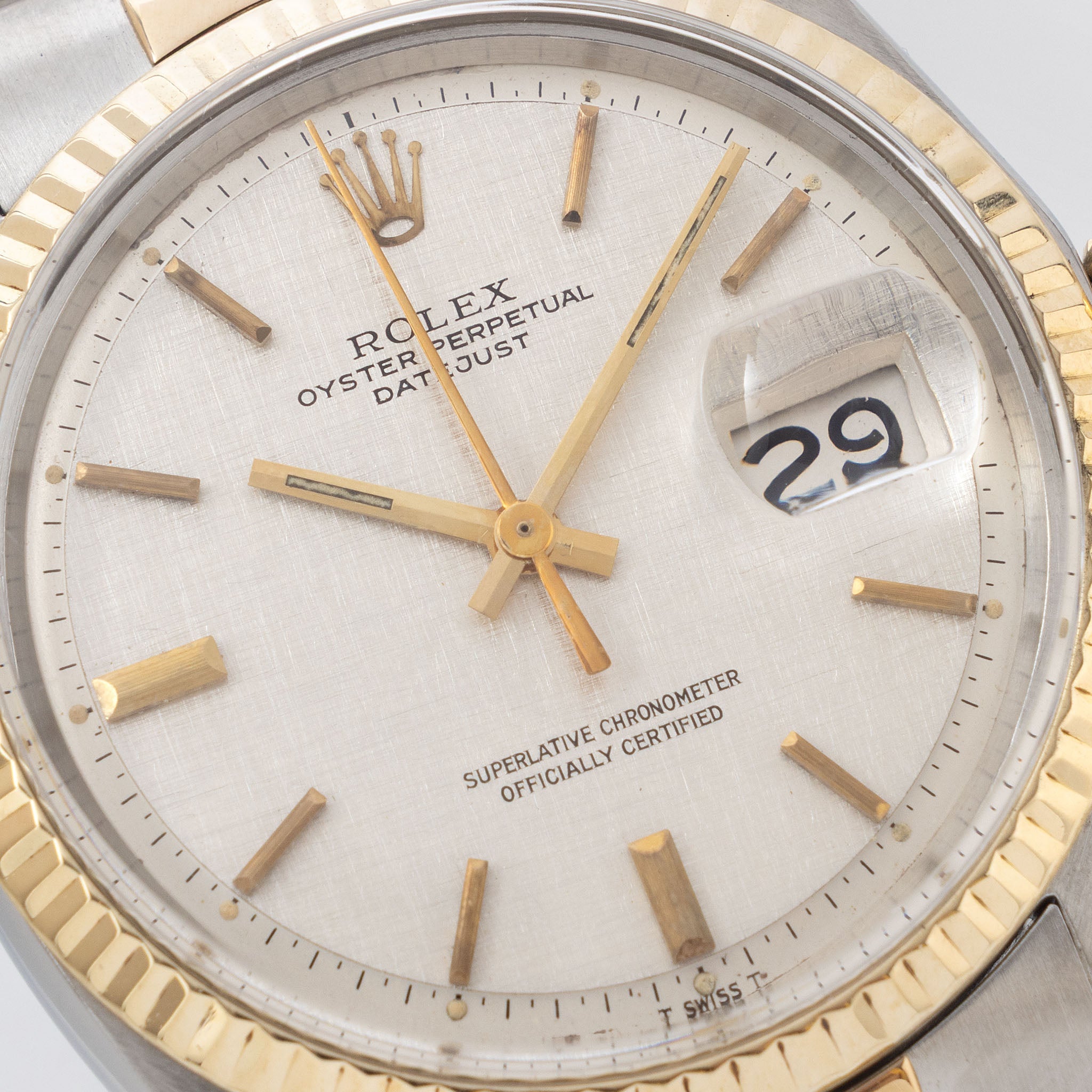Rolex Datejust 1601/3 Silver Linen Dial in Steel and Gold