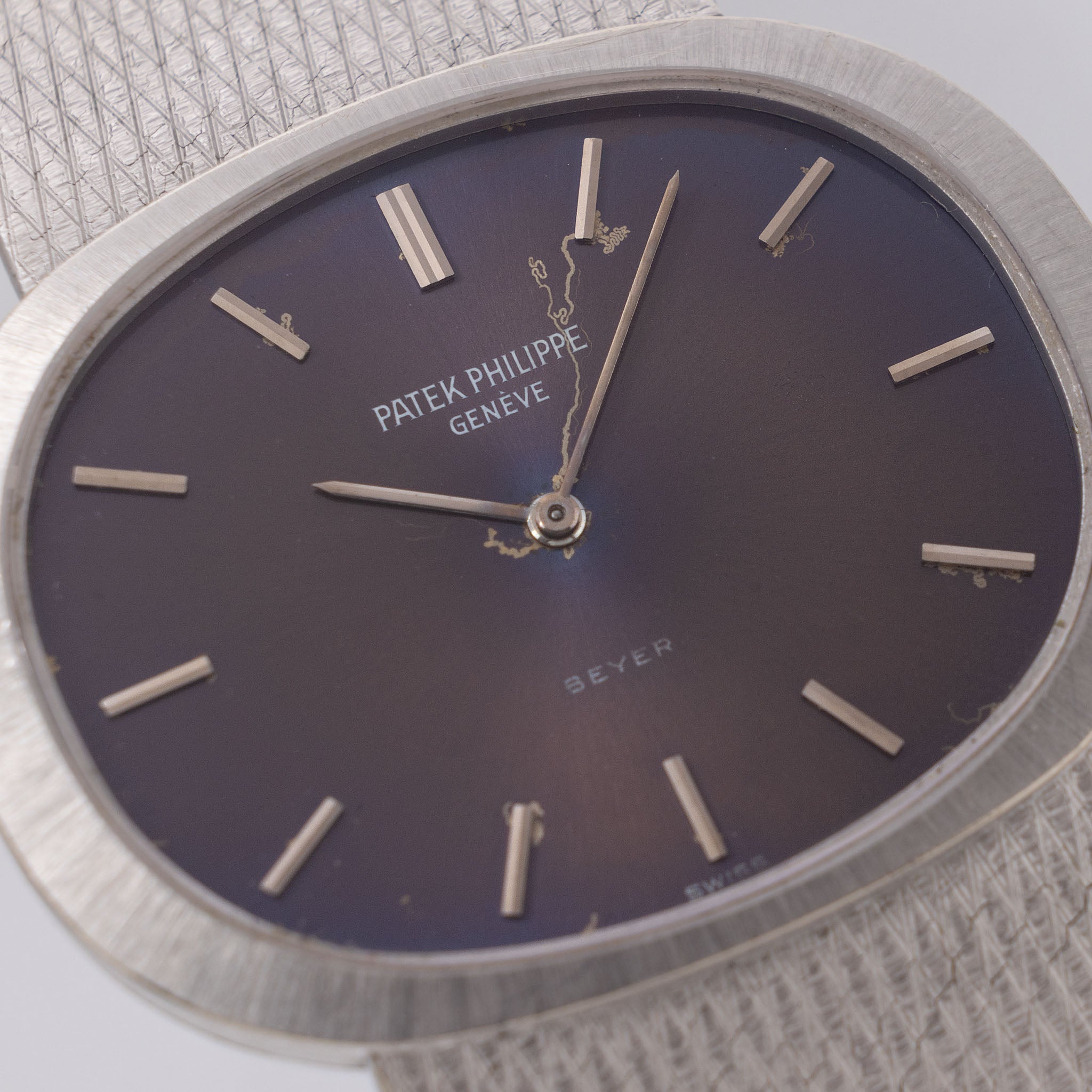 Patek Philippe Golden Ellipse in 18k White Gold ref 3545 Double Signed Beyer Colour Changed Dial “Lightning Bolt “