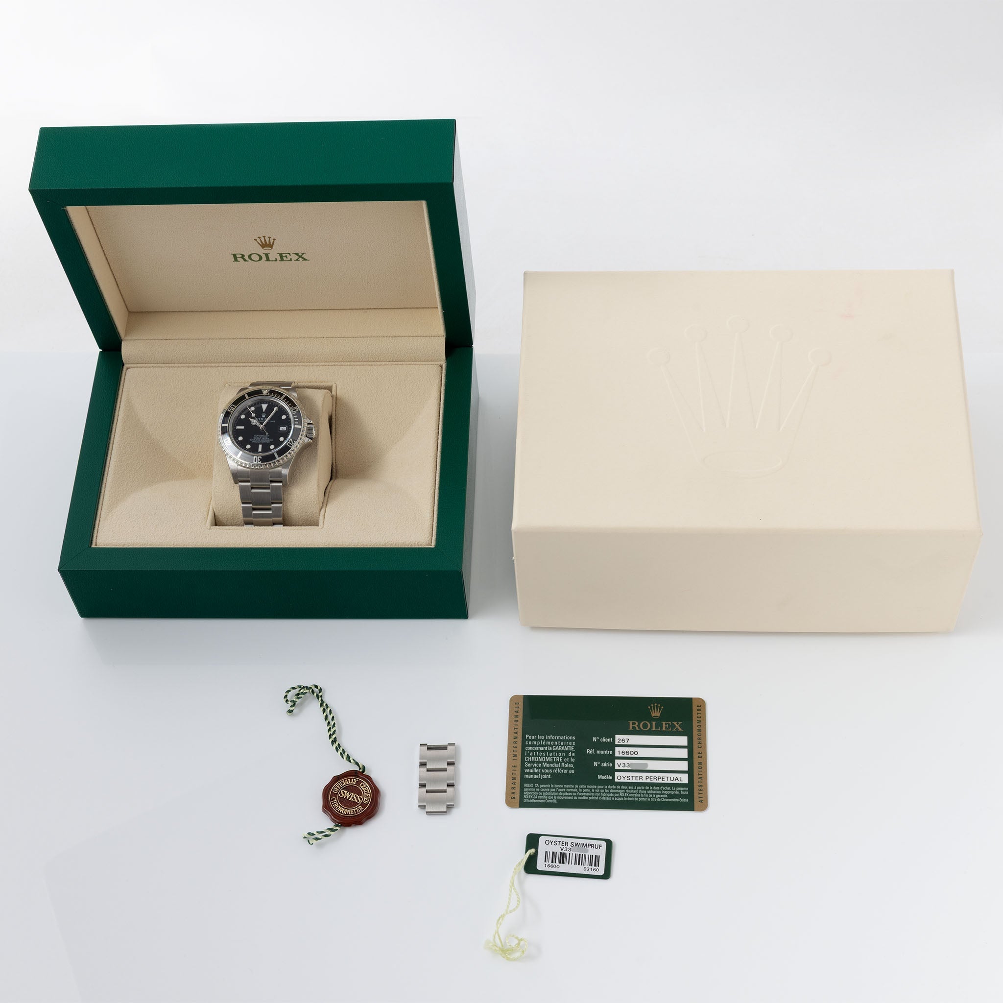 Rolex Sea-dweller ref 16600 Swiss Made Dial New Old Stock Box and Paper Set