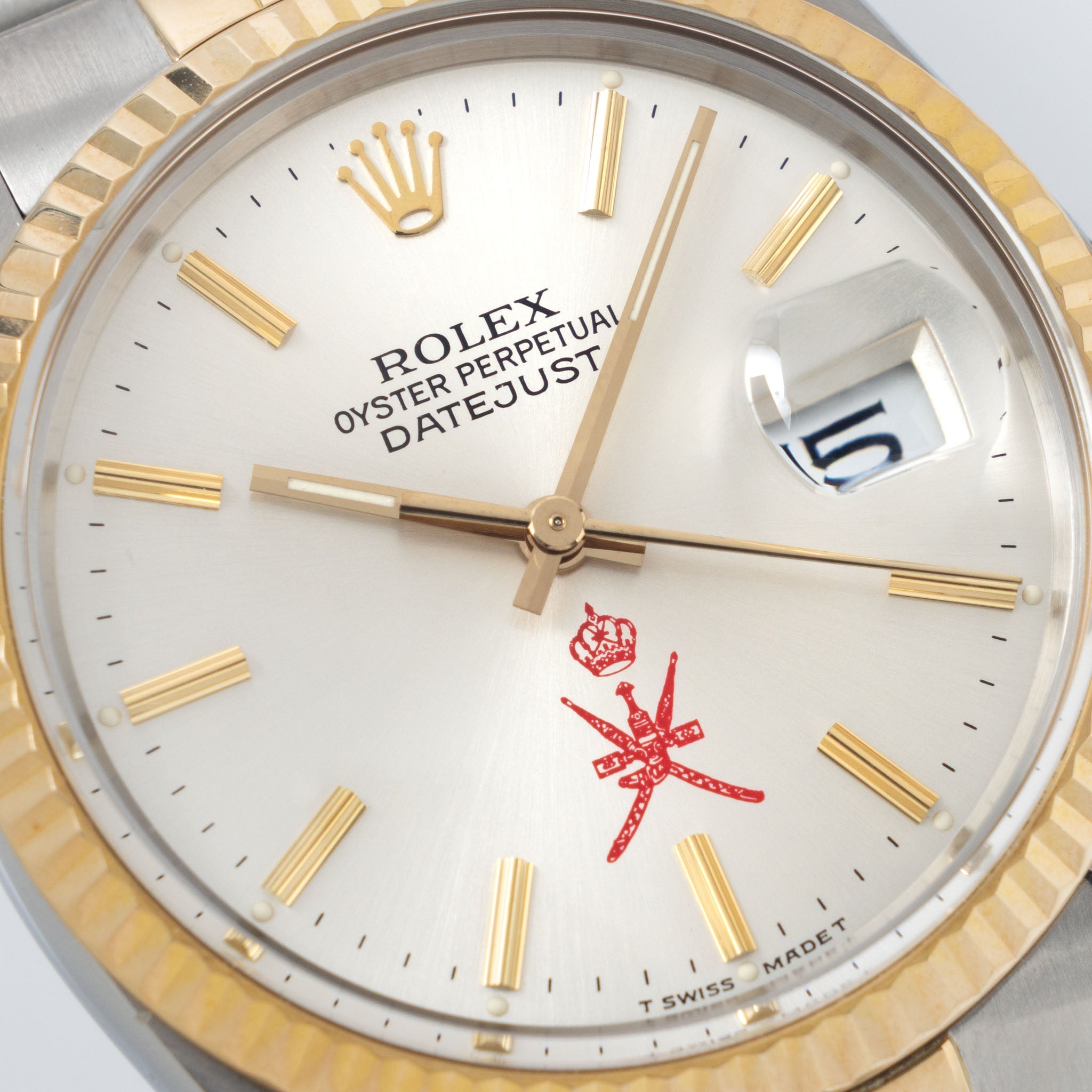 Rolex Datejust 16013 Silver Khanjar Dial Steel and Gold with Original Box and Service Card