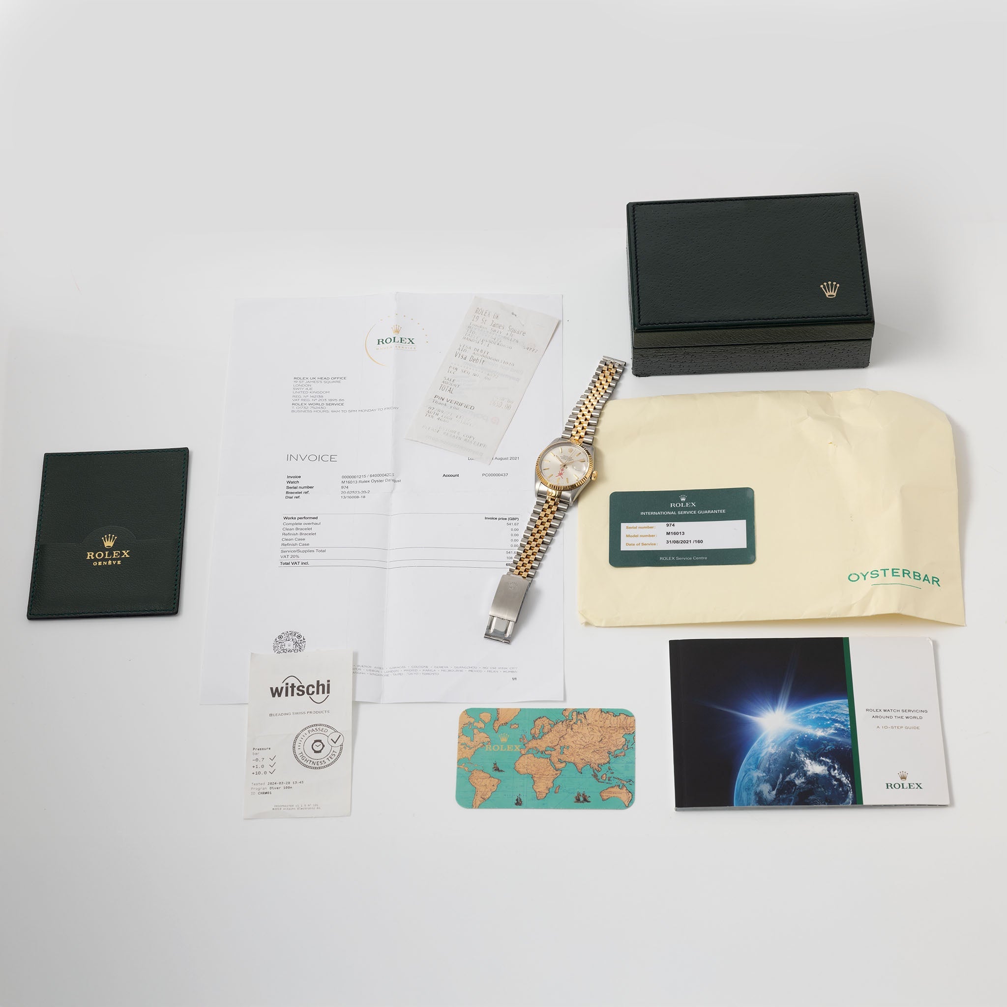 Rolex Datejust 16013 Silver Khanjar Dial Steel and Gold with Original Box and Service Card