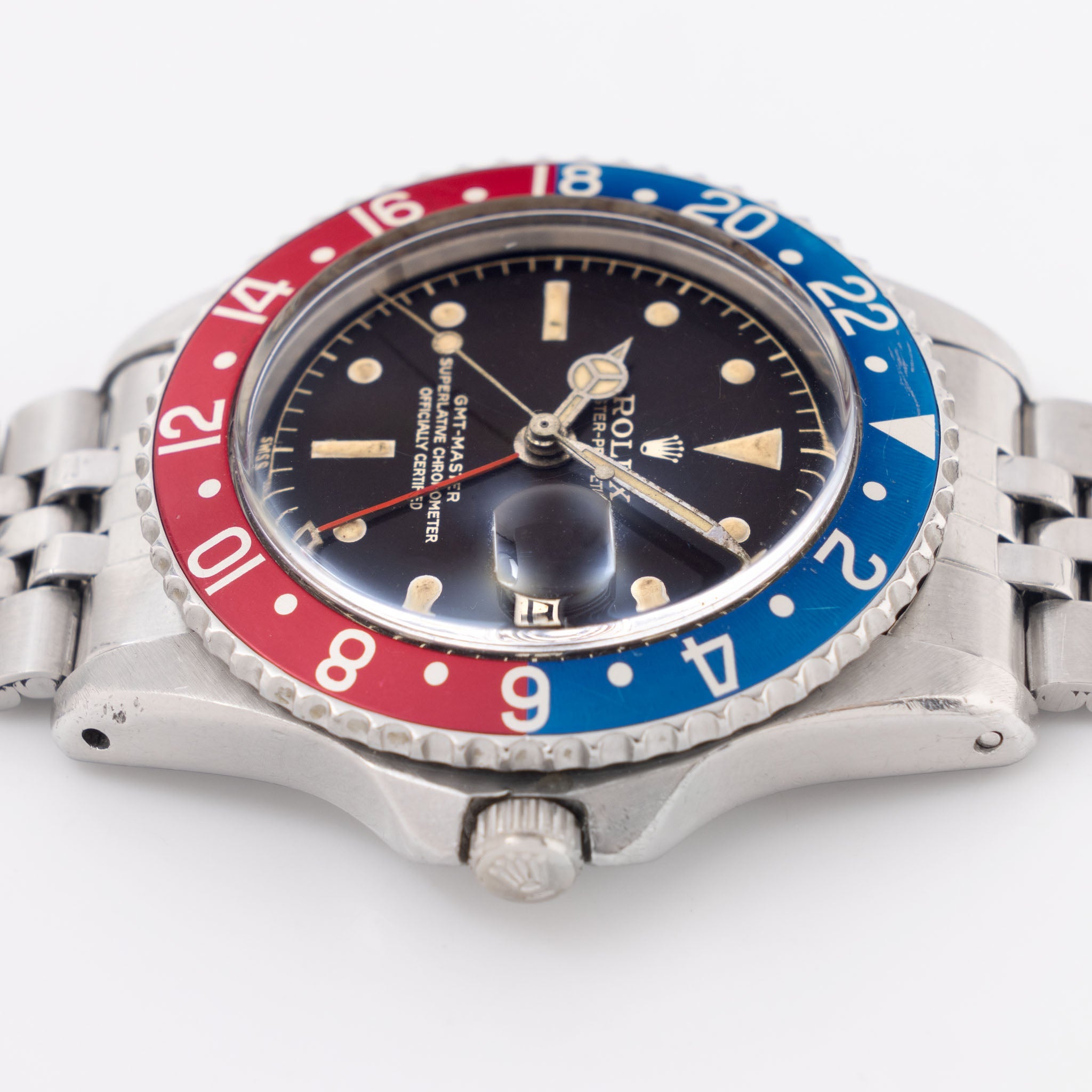 Rolex GMT-Master 1675 Tropical Brown Gilt Chapter Ring Dial Pointed Crown Guard Case