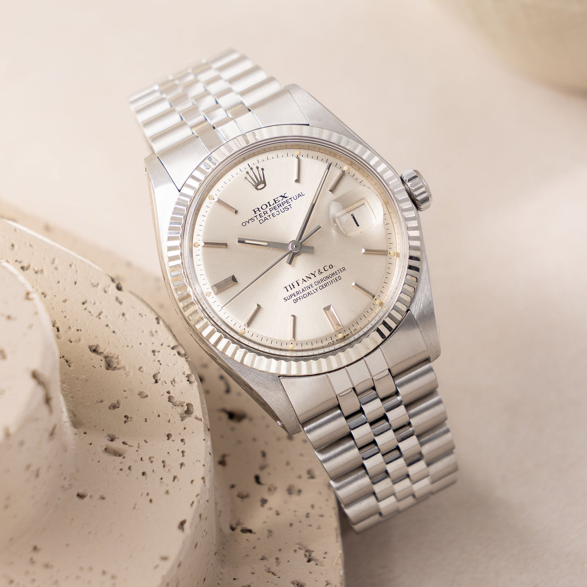 Rolex Datejust 1601 Tiffany & Co signed Silver Sigma Dial