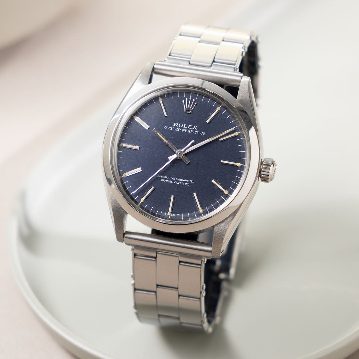Rolex Oyster Perpetual 1002 Horizontal Brushed Blue Dial