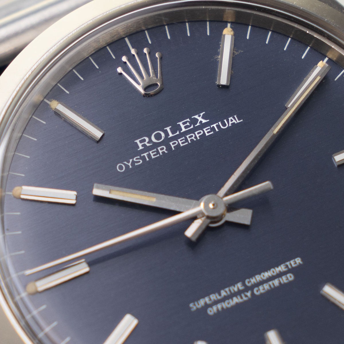 Rolex Oyster Perpetual 1002 Horizontal Brushed Blue Dial