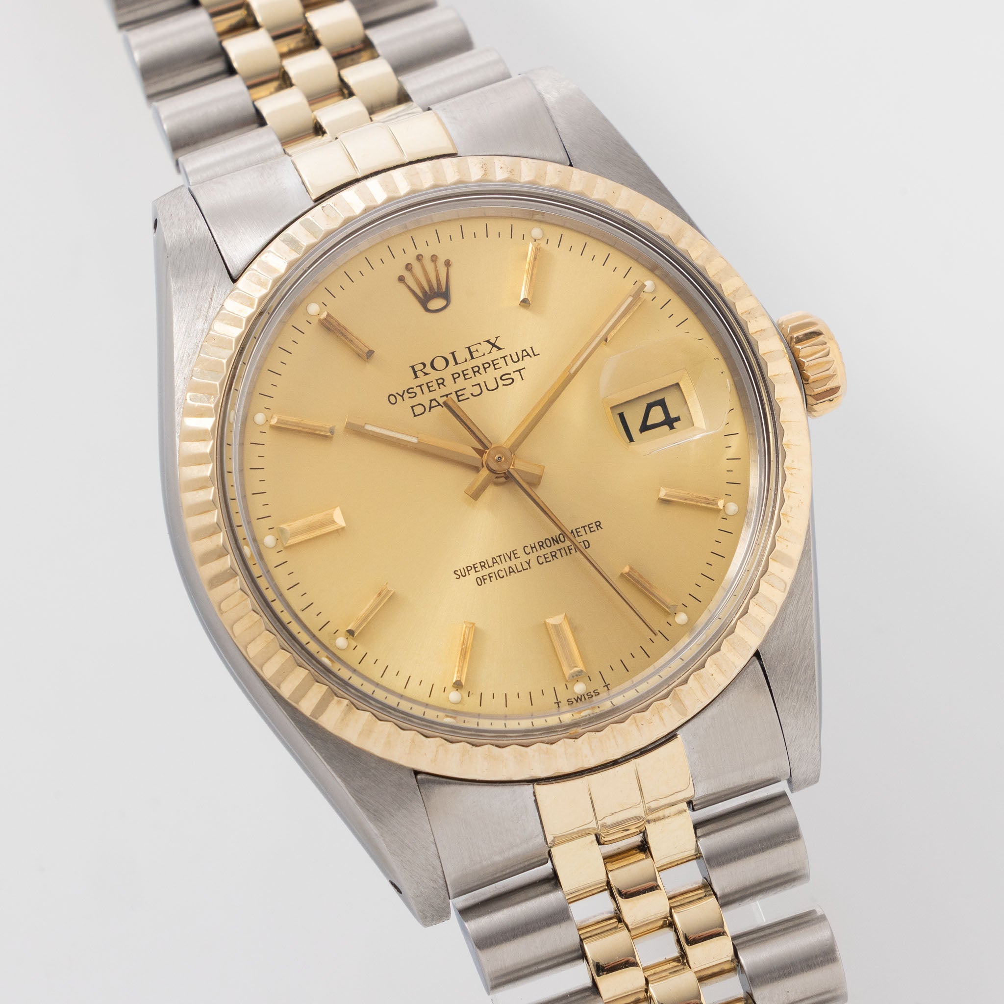 Rolex Datejust 16013 Champagne Dial in steel and yellow gold