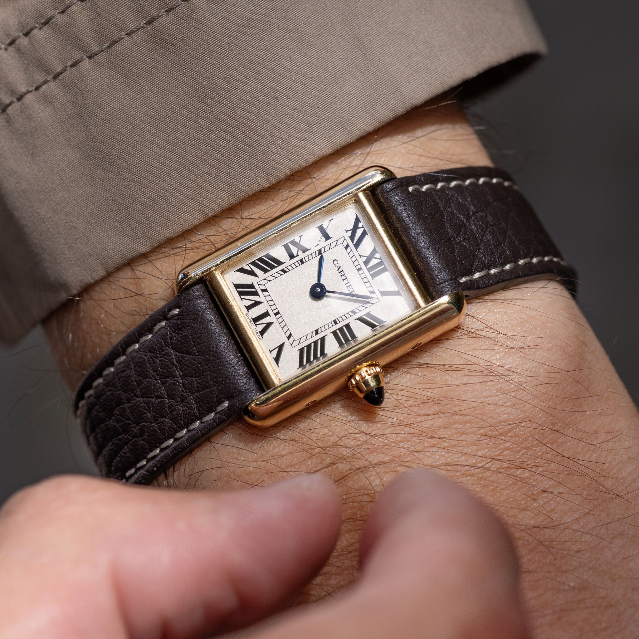 Cartier Tank Louis in 18k Yellow Gold White Dial ref 2442