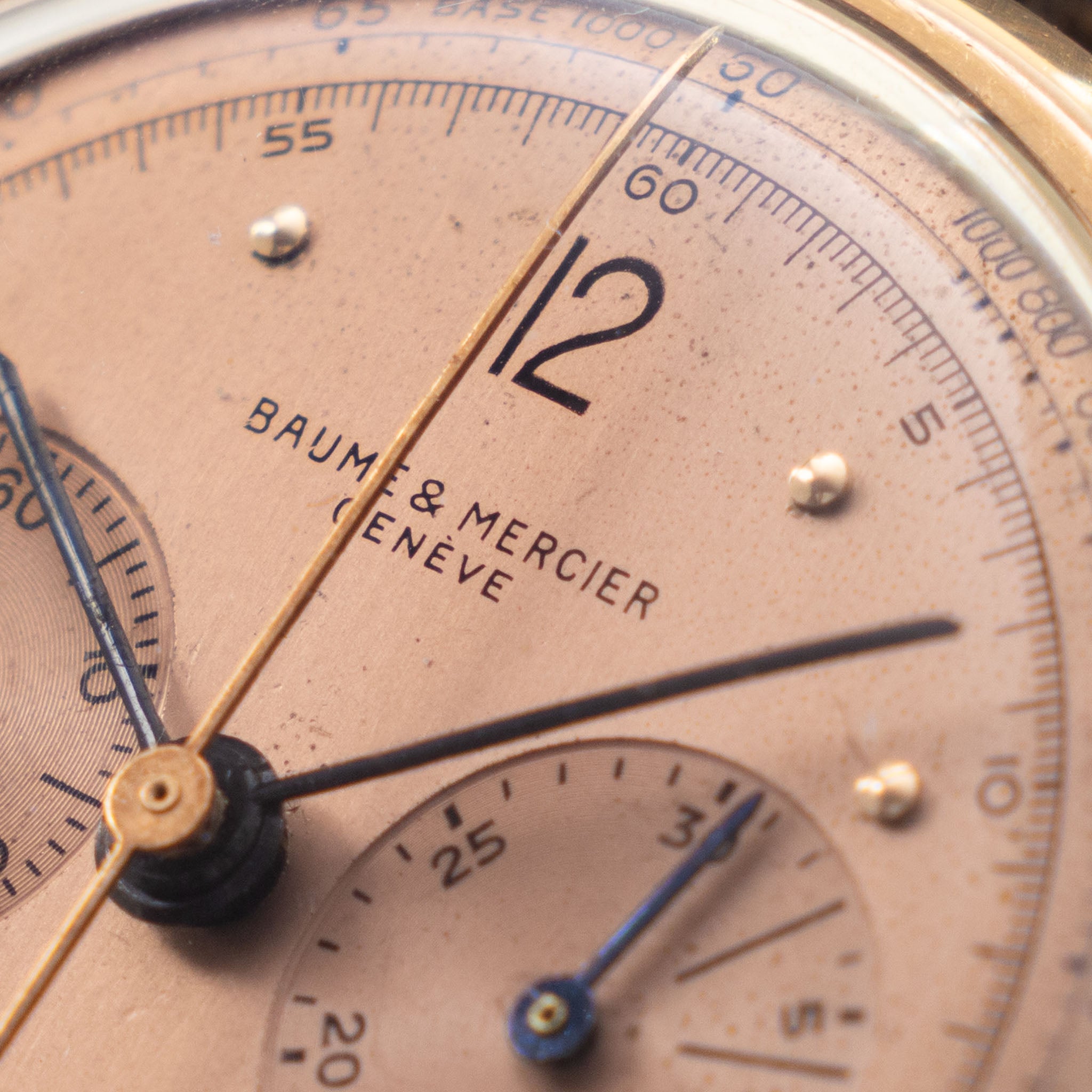 Baume & Mercier 18k Rose gold Chronograph Salmon dial Valjoux cal. 69